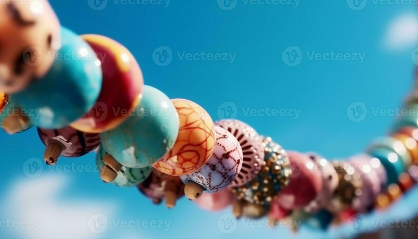 levendig multi gekleurde ketting met glimmend kralen gegenereerd door ai foto