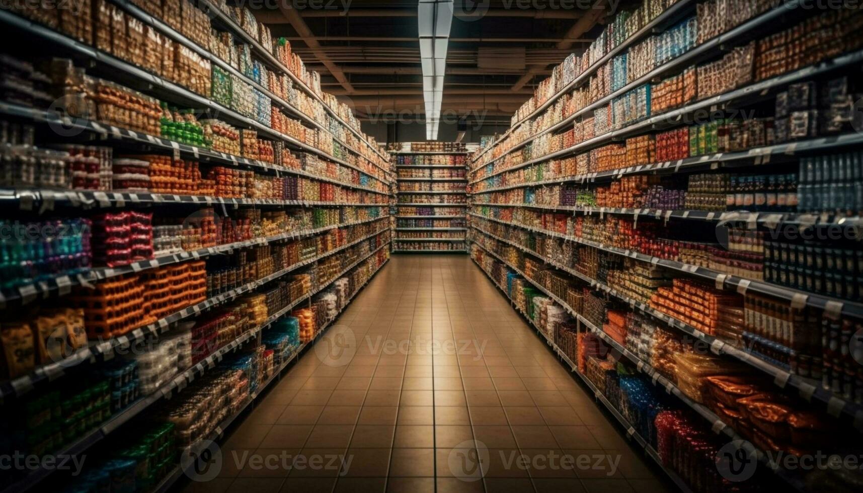 overvloed van gezond voedsel keuzes in supermarkt gangpad gegenereerd door ai foto