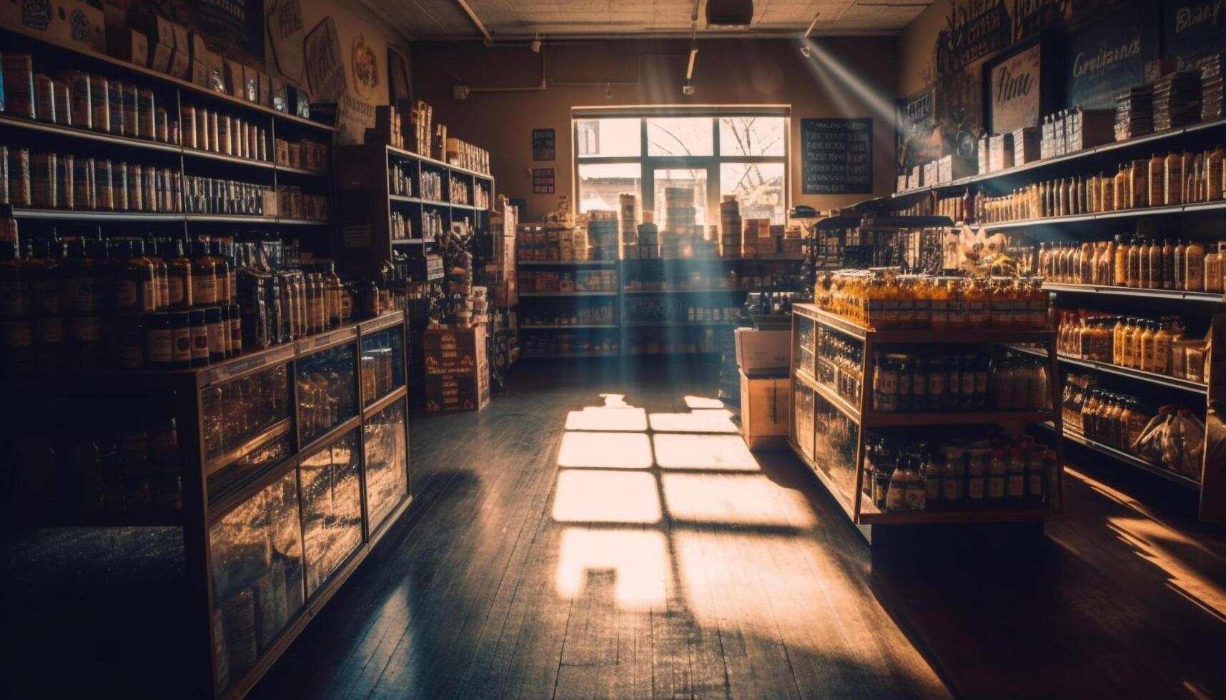 overvloed van literatuur in oud fashioned boekhandel gegenereerd door ai foto