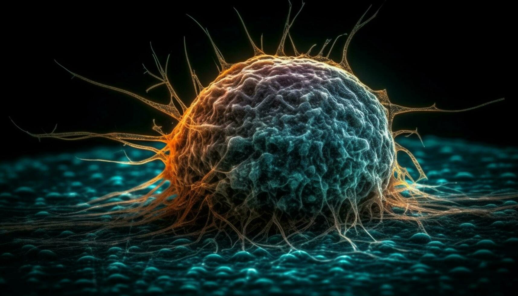 dood kanker cel met hoog schaal vergroting gegenereerd door ai foto