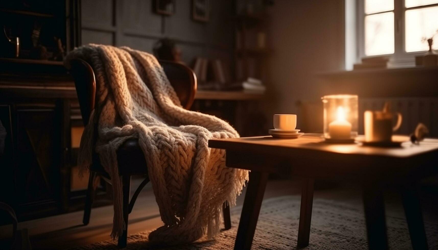 knus leven kamer met oud fashioned elegantie gegenereerd door ai foto