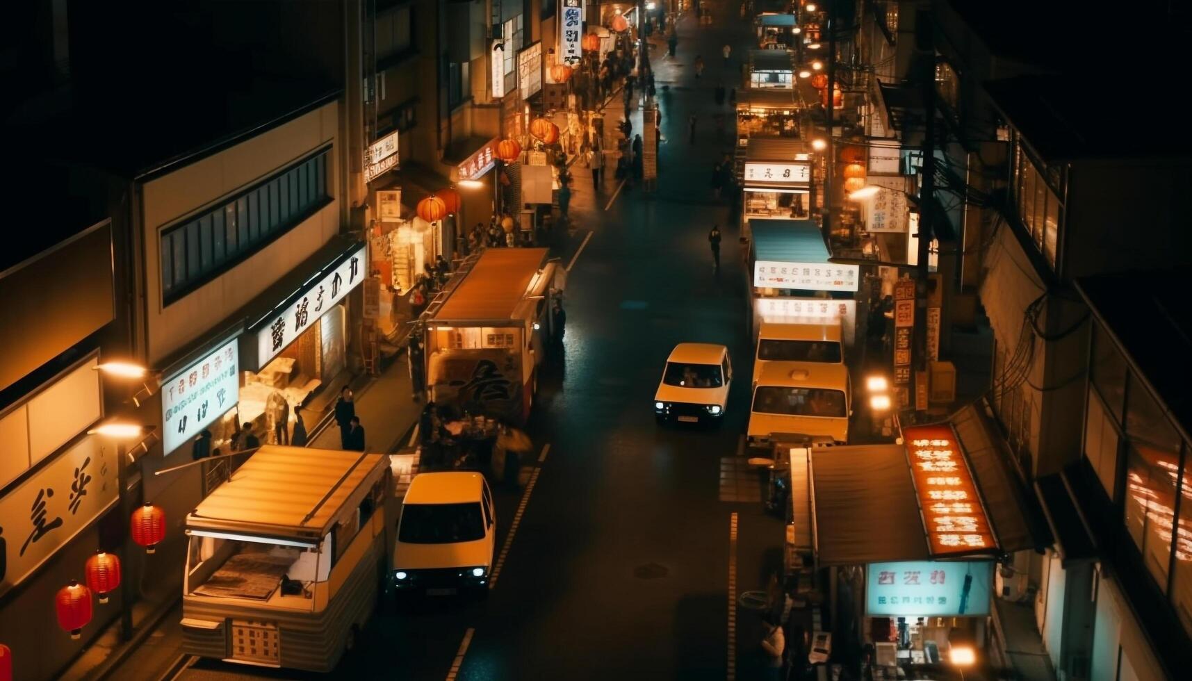 stad nachtleven ontsteekt net zo auto's stormloop door gegenereerd door ai foto