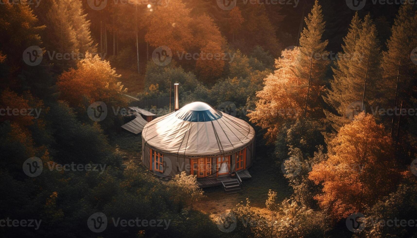 herfst camping onder sterrenhemel nacht, rustig schoonheid gegenereerd door ai foto