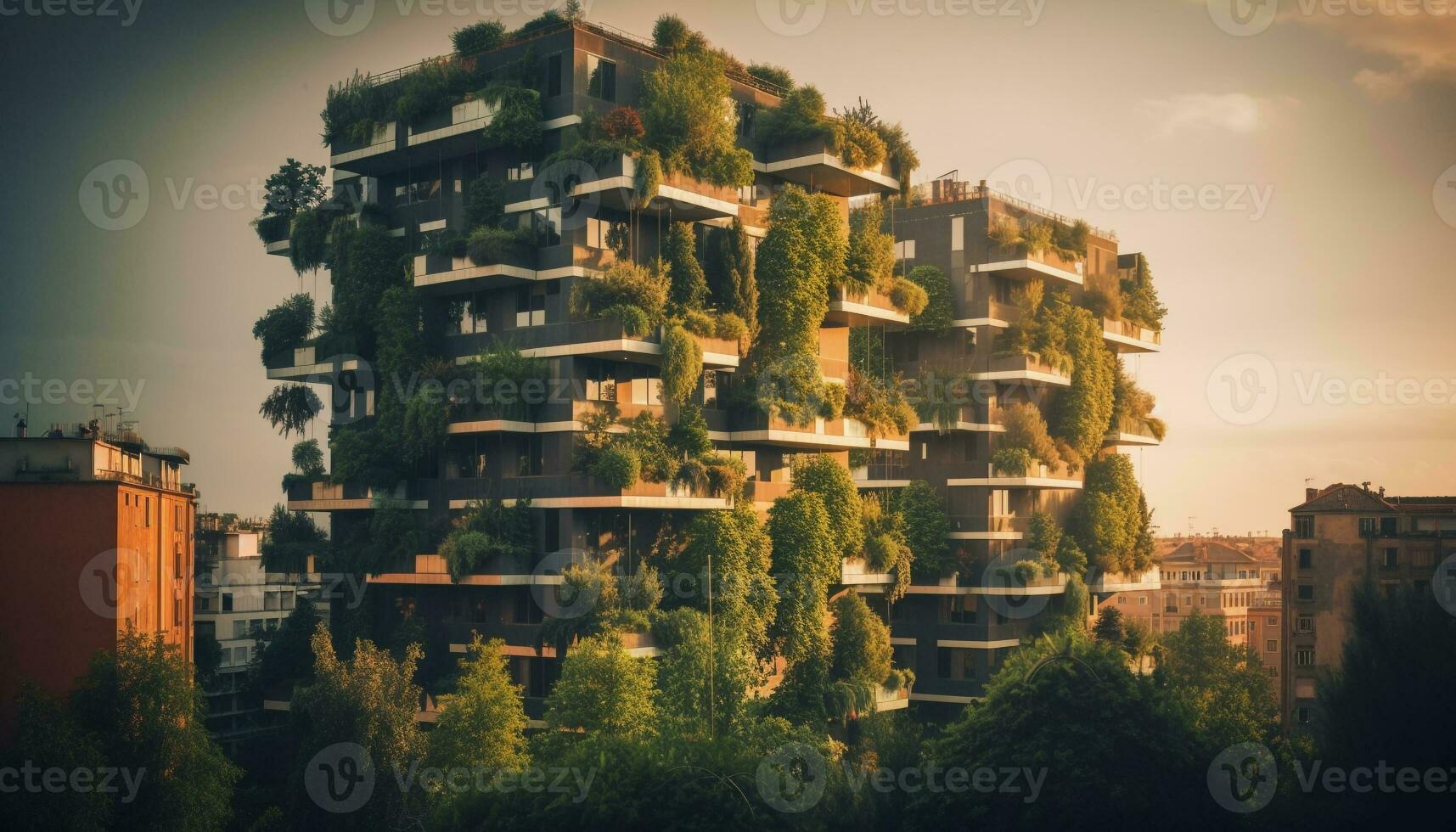 luxe wolkenkrabber verlicht druk stad straat Bij schemer gegenereerd door ai foto