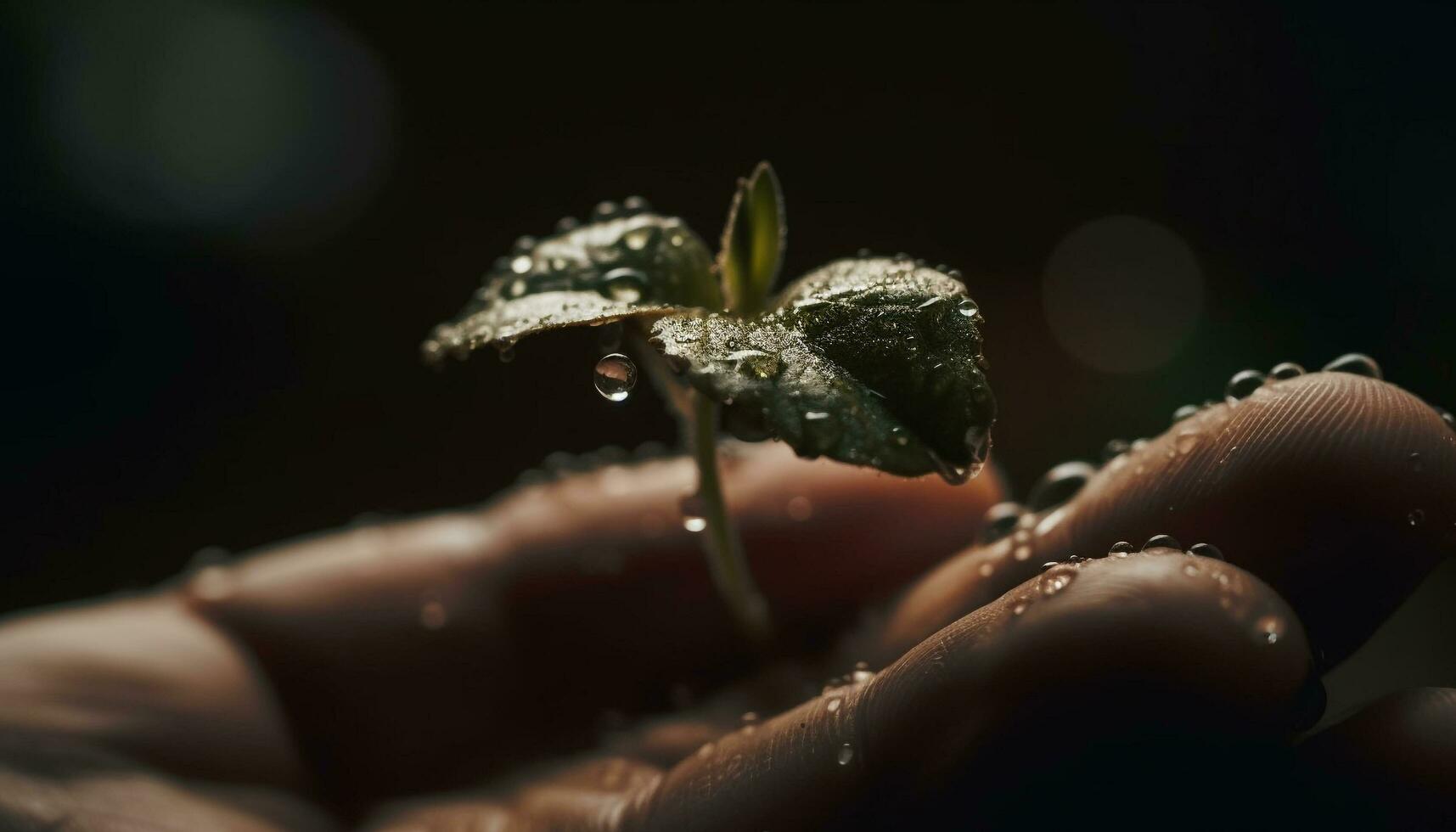 vers dauw Aan breekbaar blad, natuur schoonheid gegenereerd door ai foto