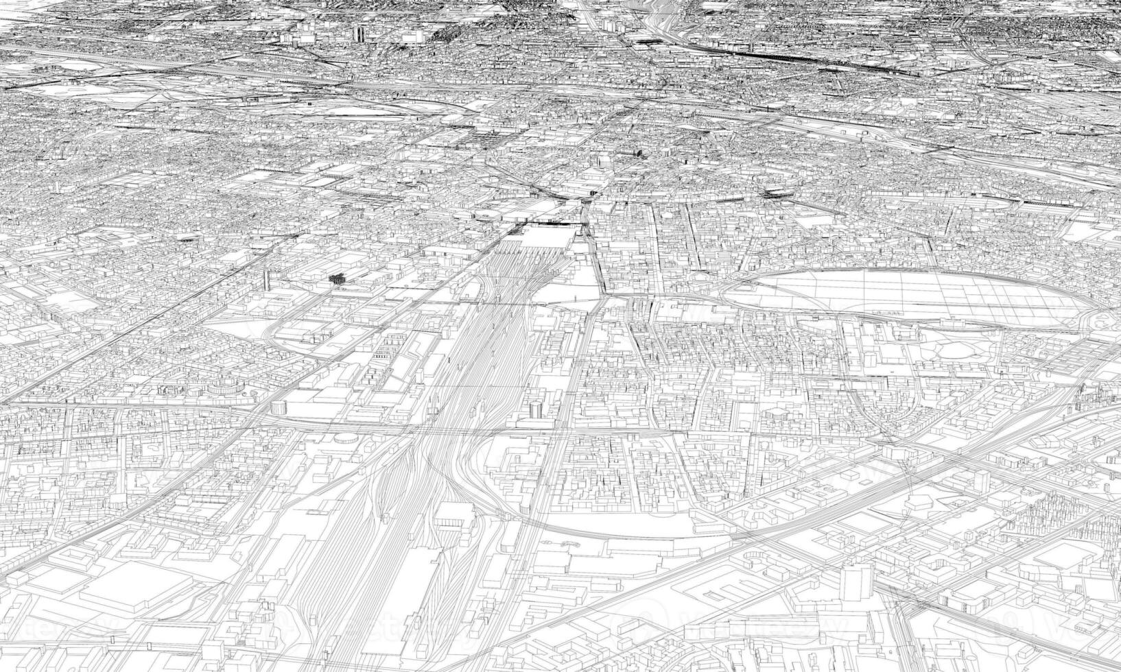 3d illustratie van München massa gebouwen foto