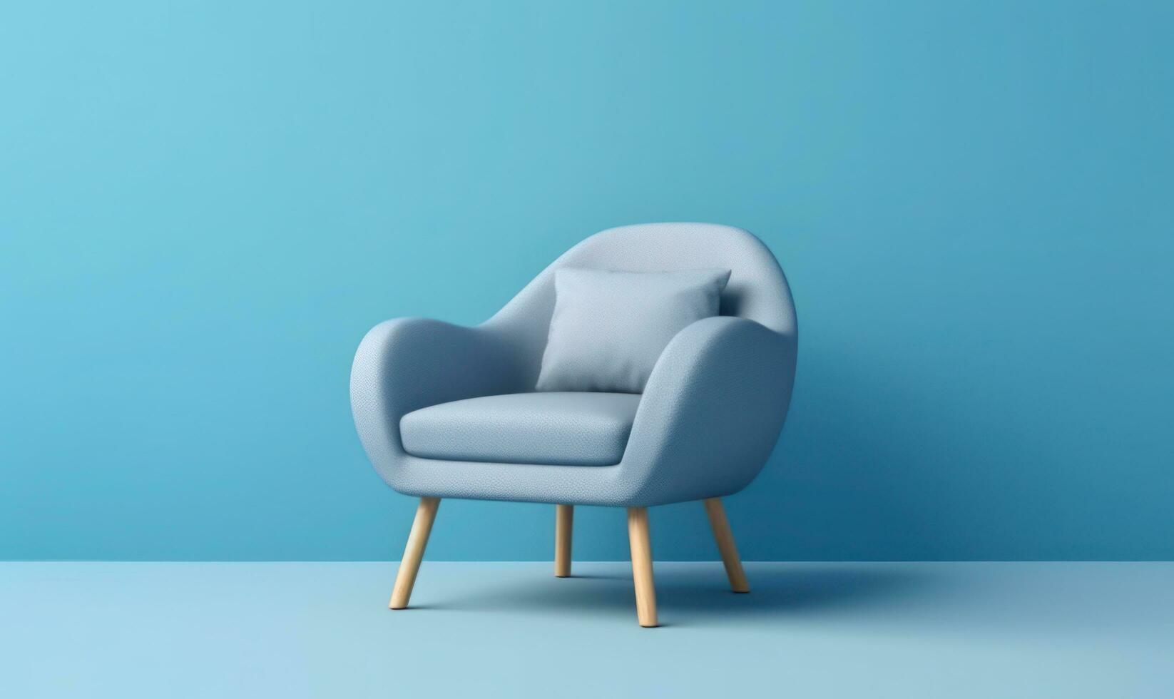 single fauteuil geïsoleerd Aan blauw achtergrond met kopiëren ruimte foto