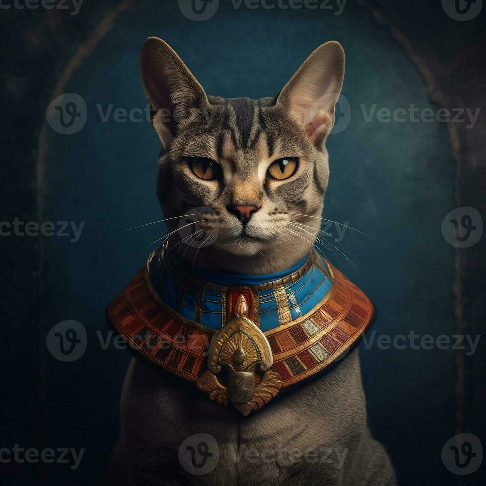 studio portret van een Egyptische kat met een schattig gezicht. generatief ai foto