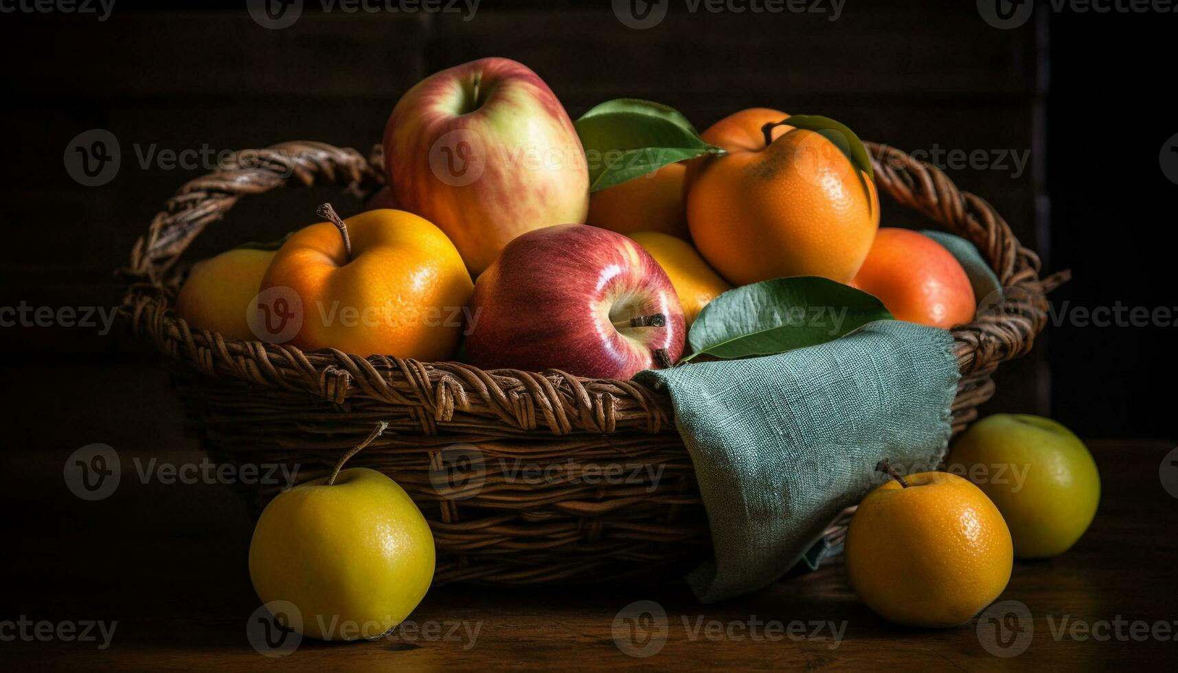 biologisch fruit mand, rijp en vers appels gegenereerd door ai foto