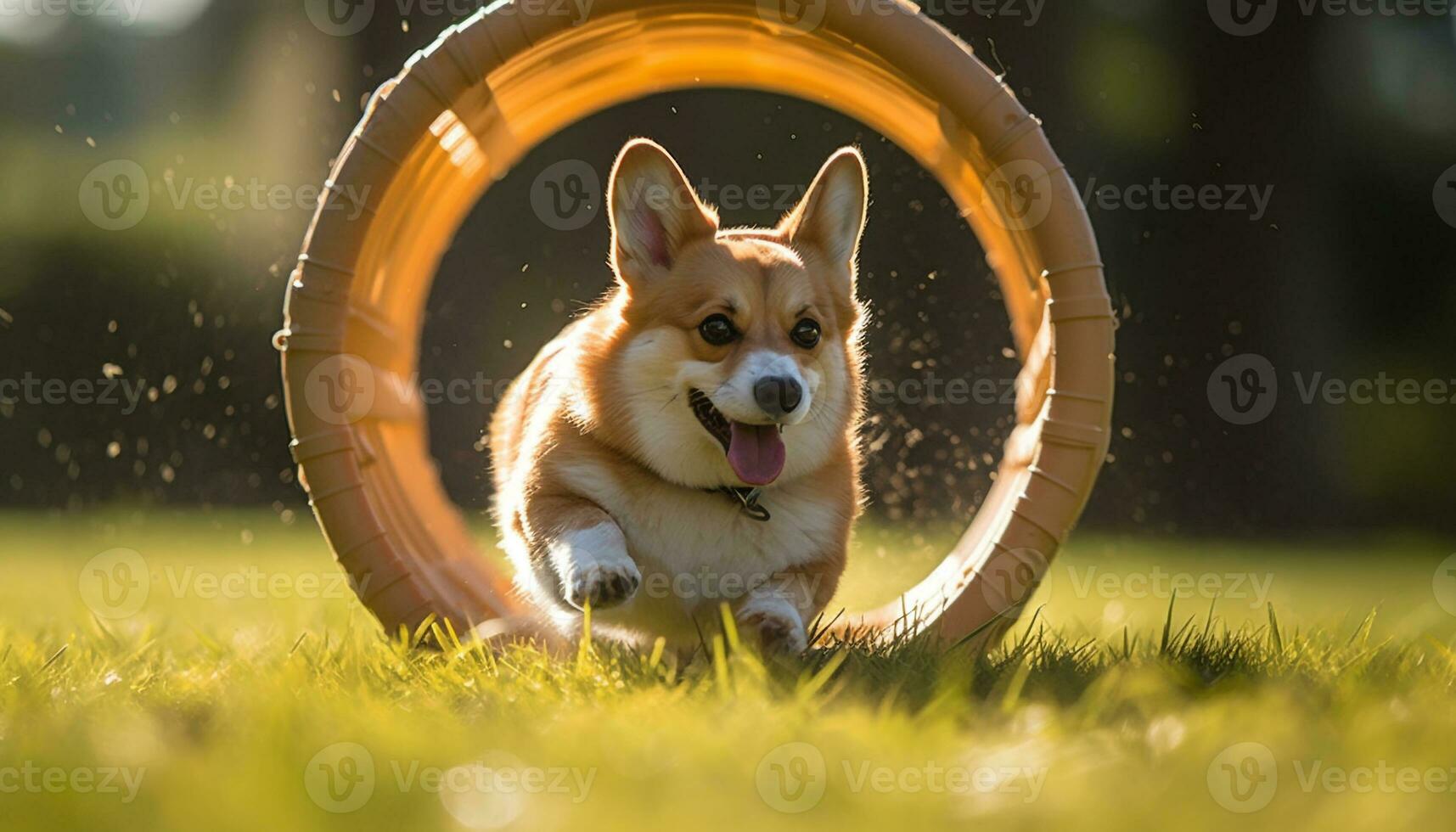 klein terriër spelen met bal in groen weide gegenereerd door ai foto