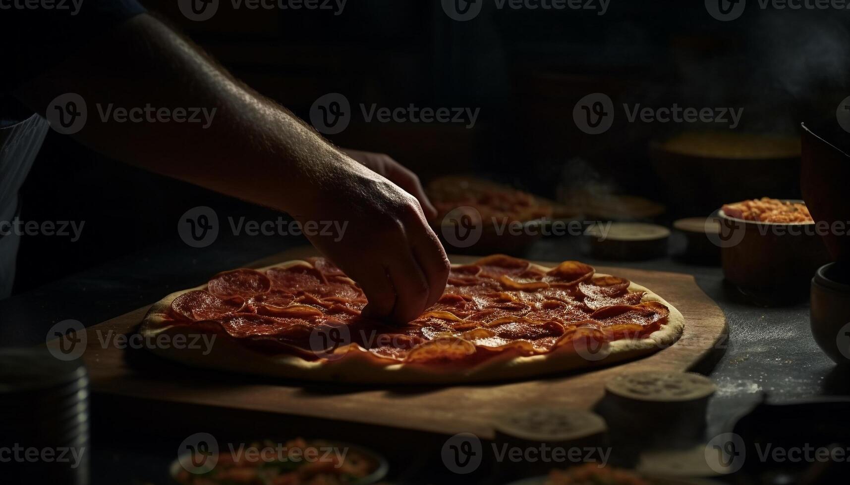 handgemaakt fijnproever pizza gebakken in rustiek pizzeria gegenereerd door ai foto