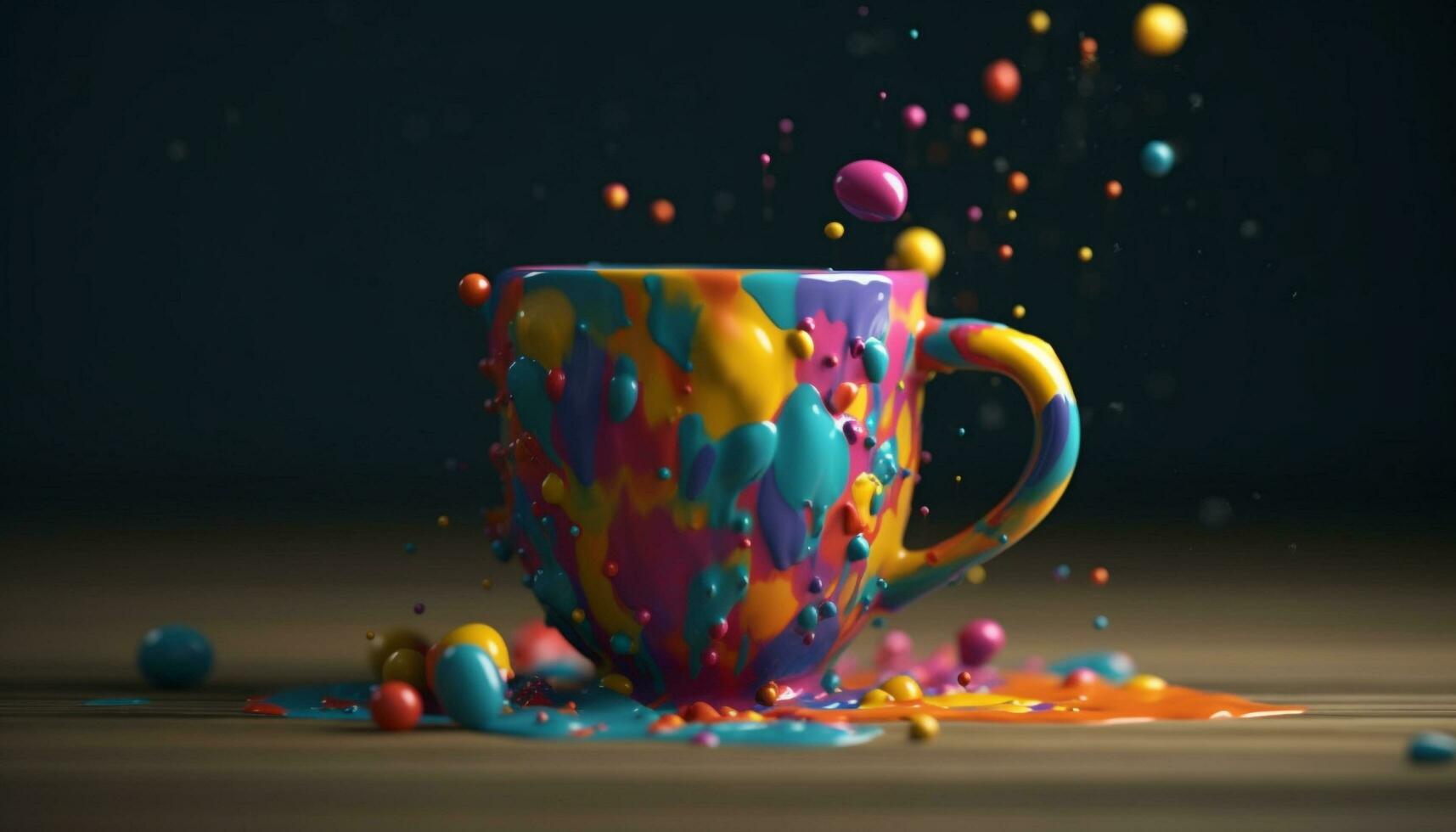kleurrijk confetti valt Aan verjaardag viering tafel gegenereerd door ai foto