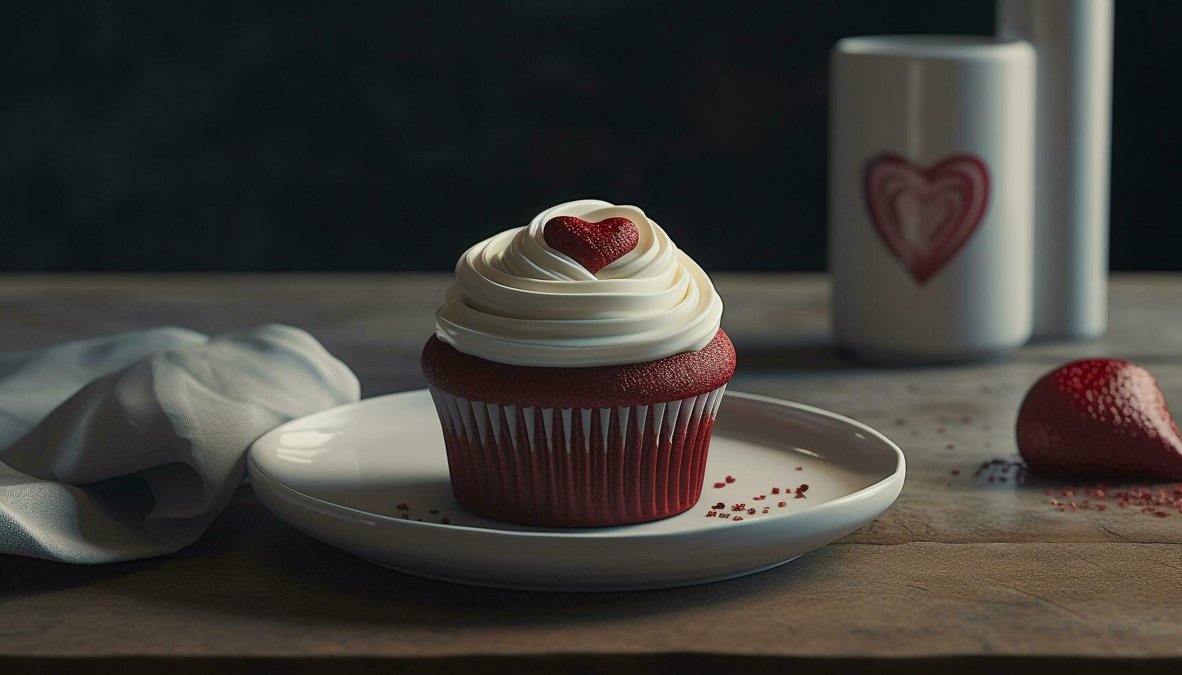 een hart vormig muffin, gebakken met liefde gegenereerd door ai foto