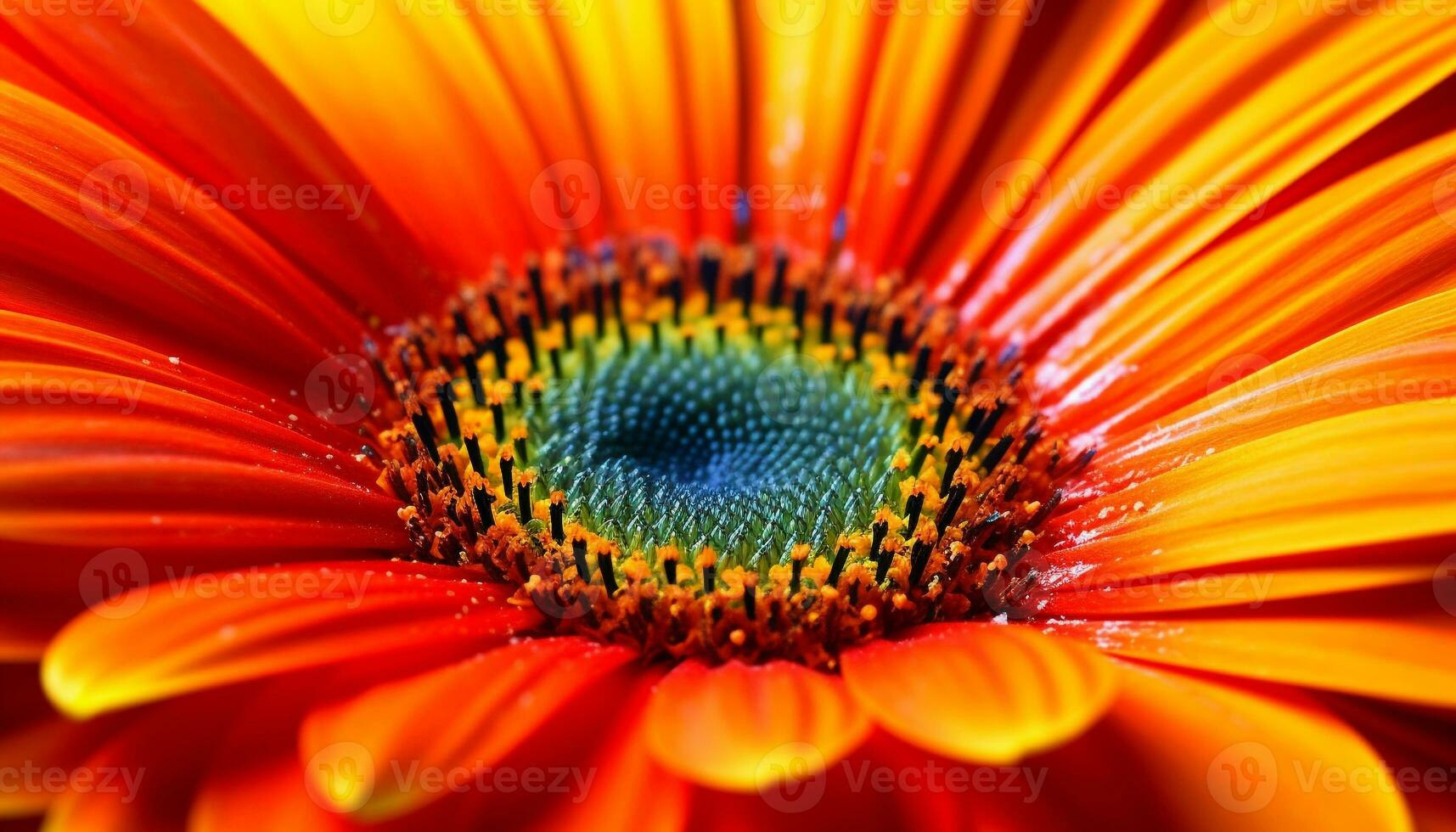 levendig gerbera madeliefje bloesem, dichtbij omhoog in natuur schoonheid gegenereerd door ai foto