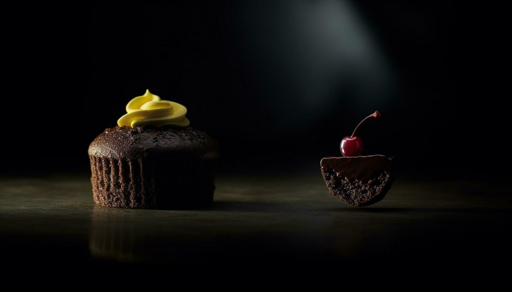 schattig eigengemaakt cupcakes met vers BES suikerglazuur Aan hout achtergrond gegenereerd door ai foto