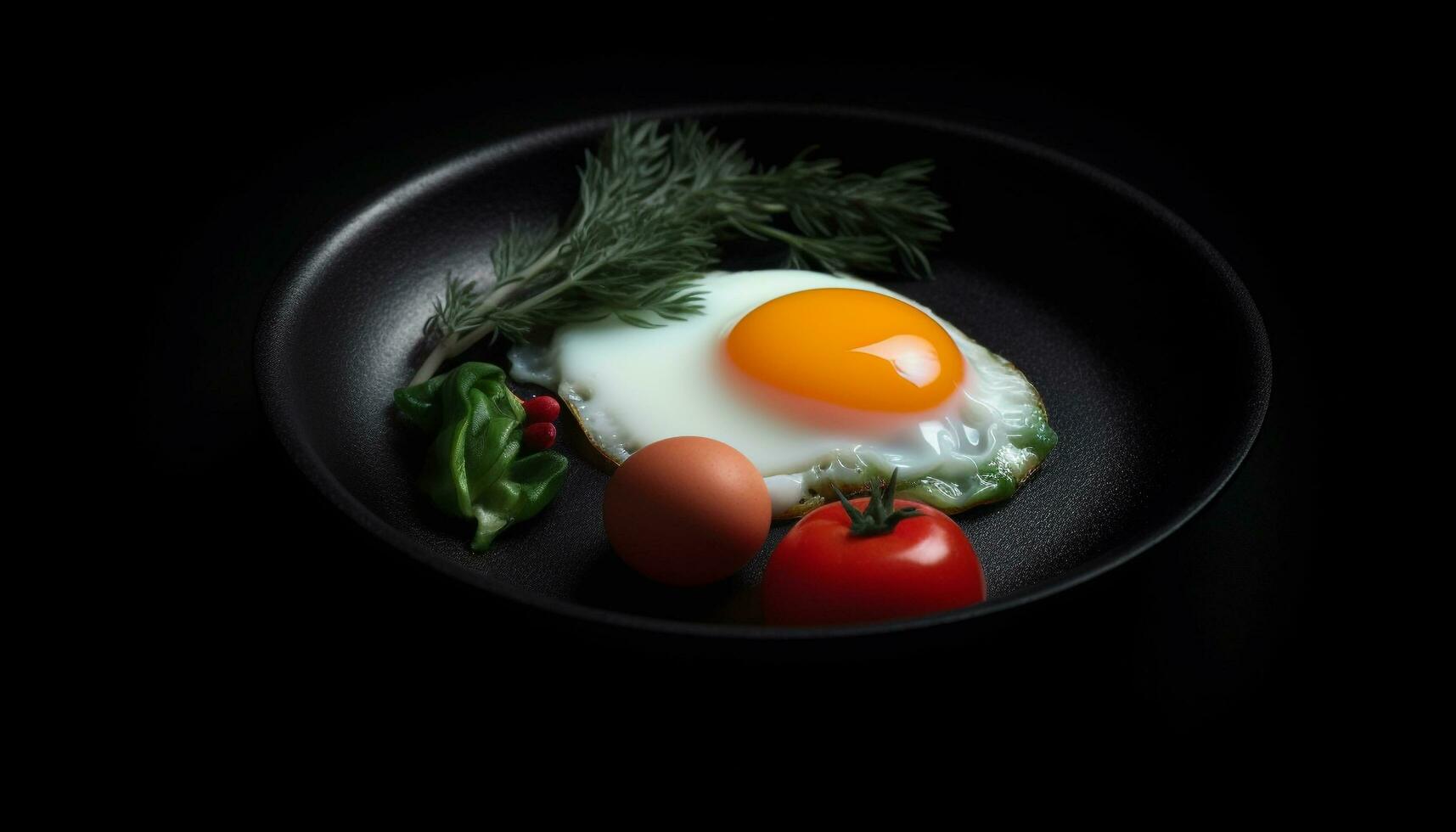 vers fijnproever maaltijd gegrild varkensvlees plak met gebakken ei en salade gegenereerd door ai foto