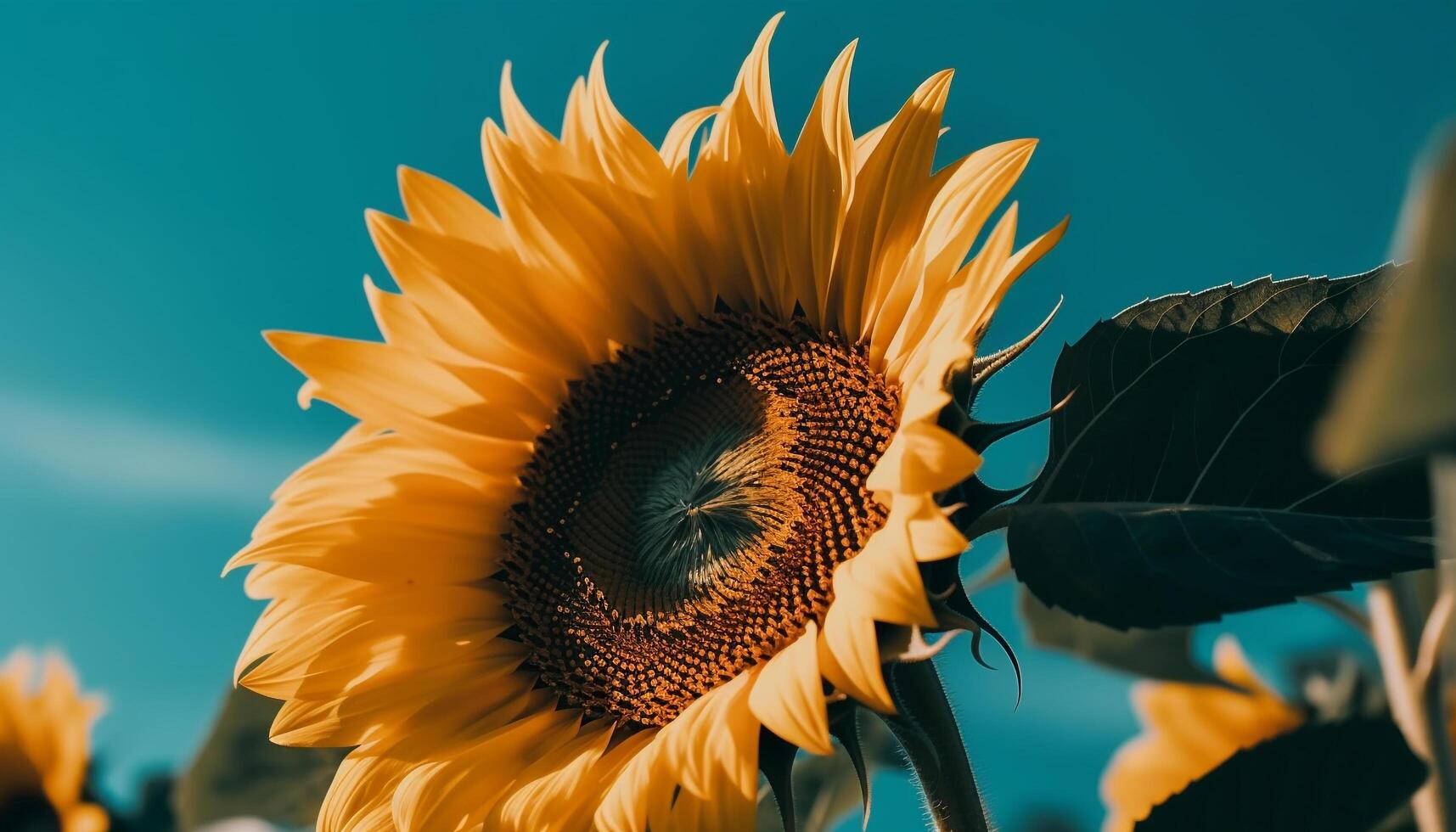 levendig zonnebloem groei in natuur weide, een single schoonheid bloesems gegenereerd door ai foto