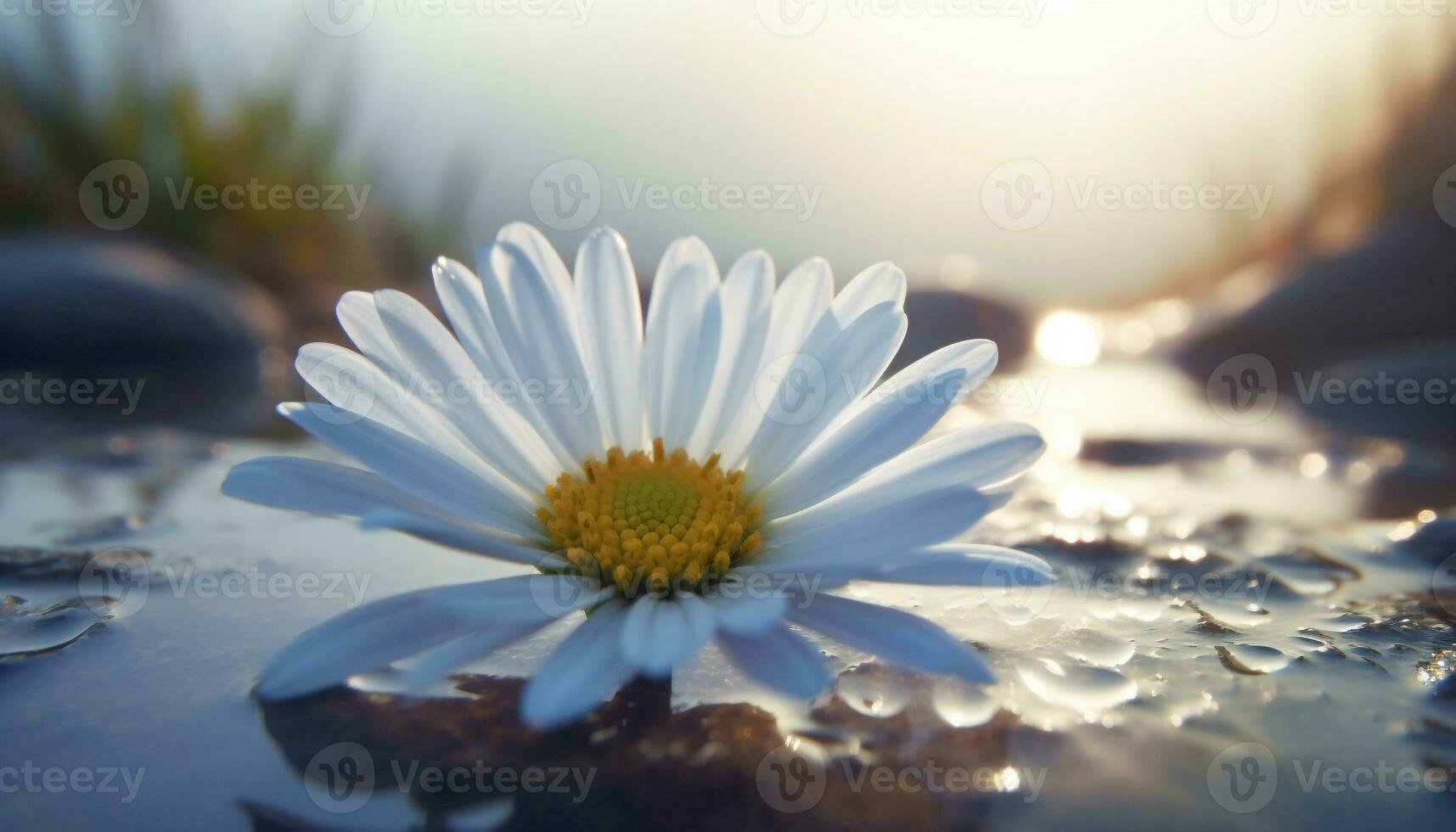 rustig kamille weide weerspiegelt schoonheid van multi gekleurde wilde bloemen Bij zonsondergang gegenereerd door ai foto