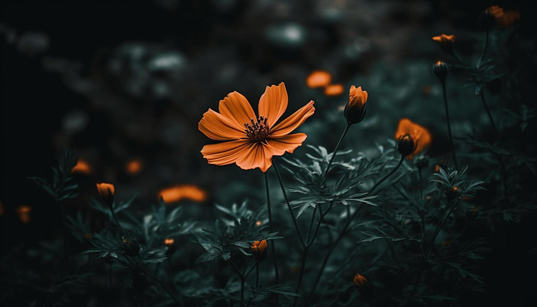 levendig wilde bloemen weide in zomer zonsondergang, geel bloemblaadjes en groen gras gegenereerd door ai foto