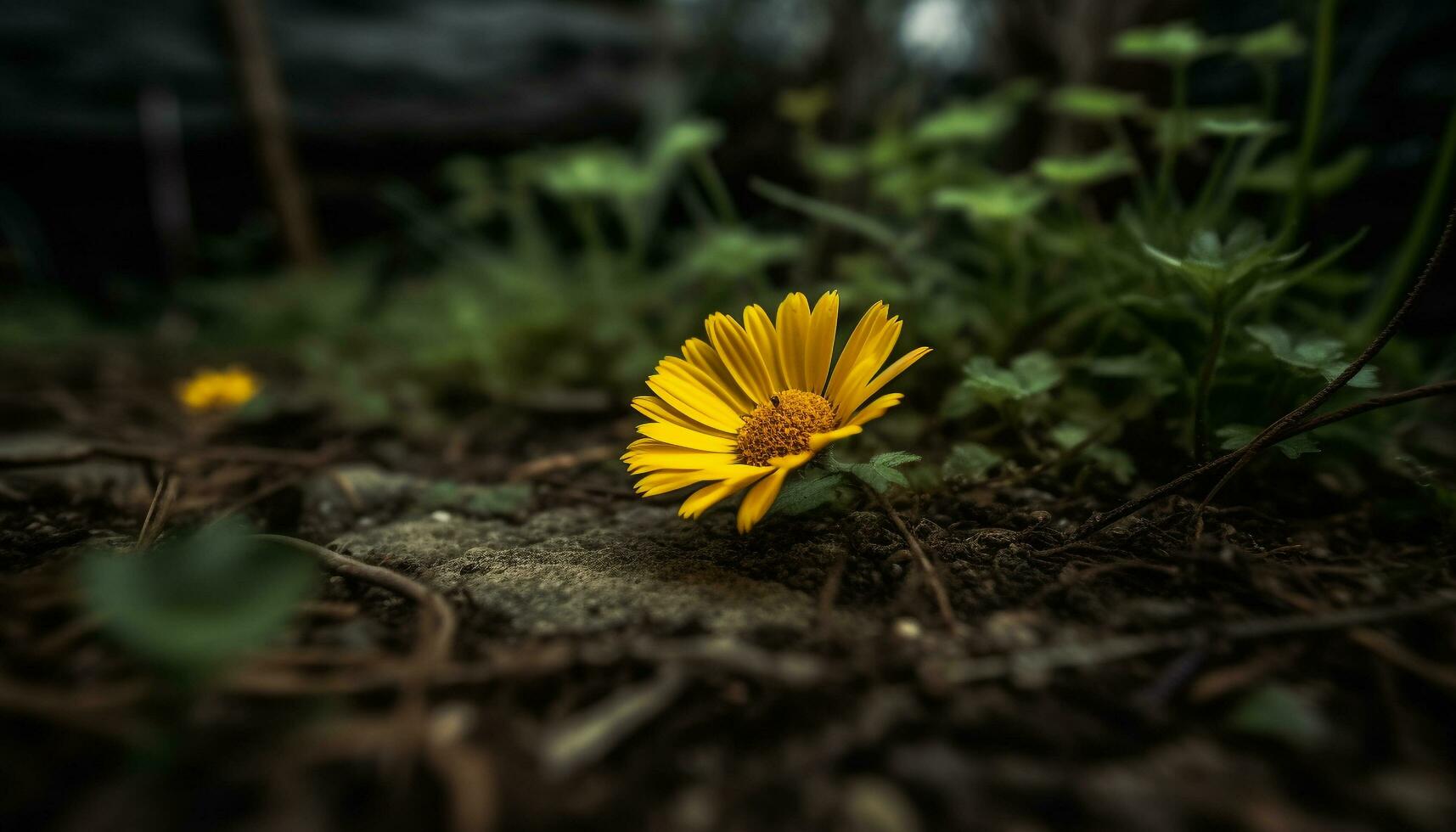 levendig geel madeliefje bloesem in groen weide, natuur schoonheid tentoongesteld gegenereerd door ai foto