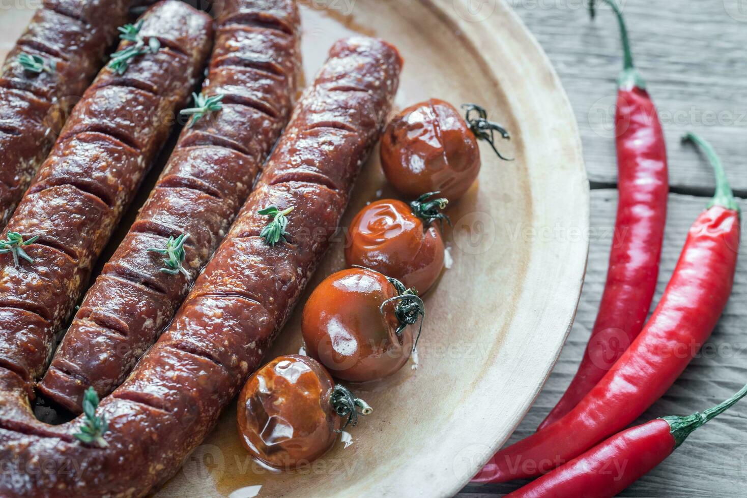 geroosterd chorizo met kers tomaten foto