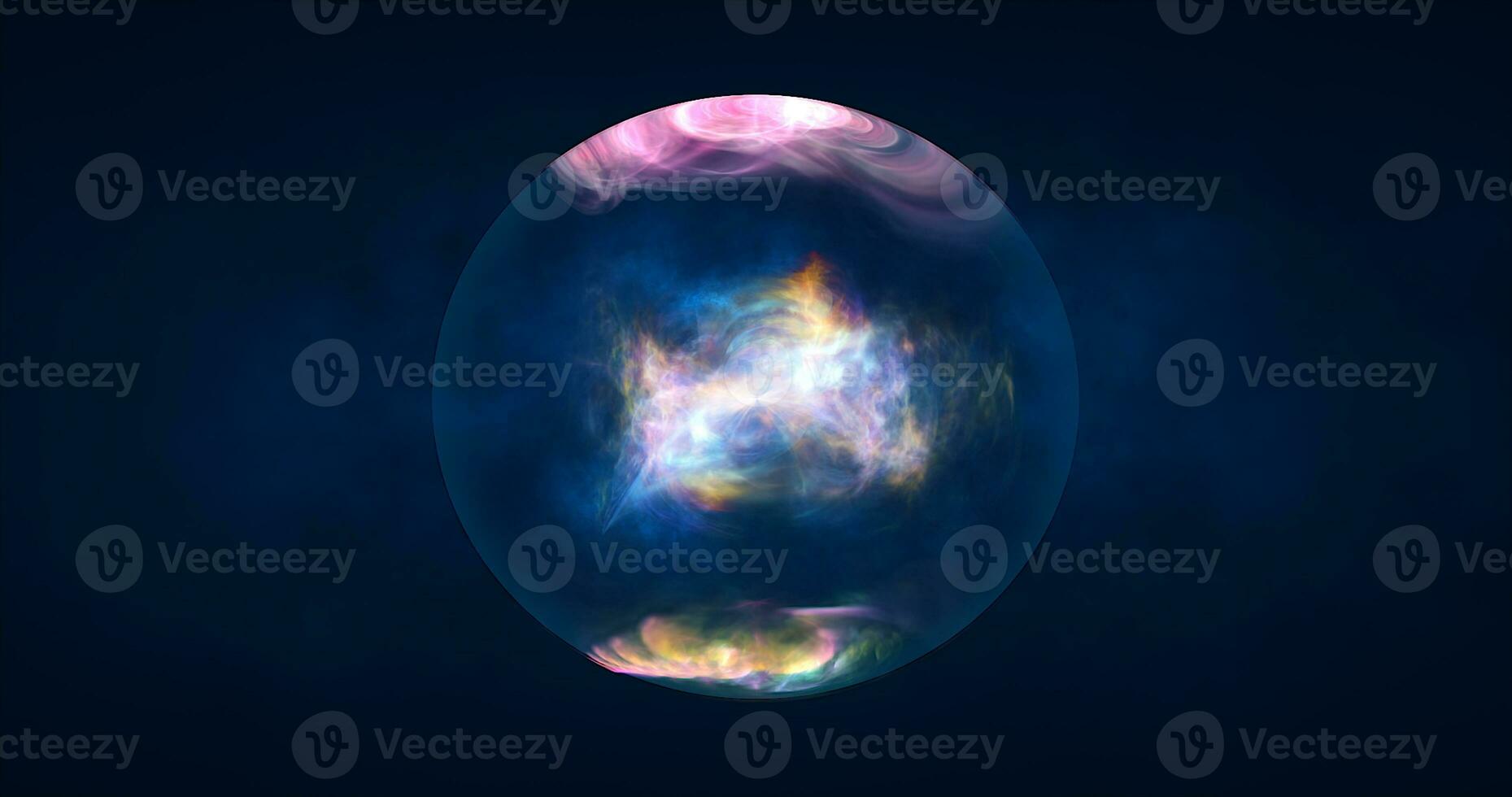 abstract bal gebied planeet iriserend energie transparant glas magie met energie golven in de kern abstract achtergrond foto