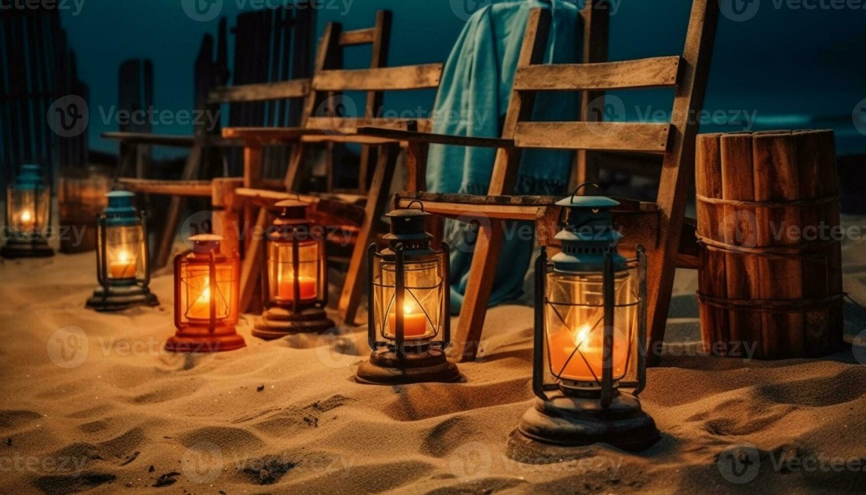 antiek lantaarn verlicht donker winter camping nacht gegenereerd door ai foto