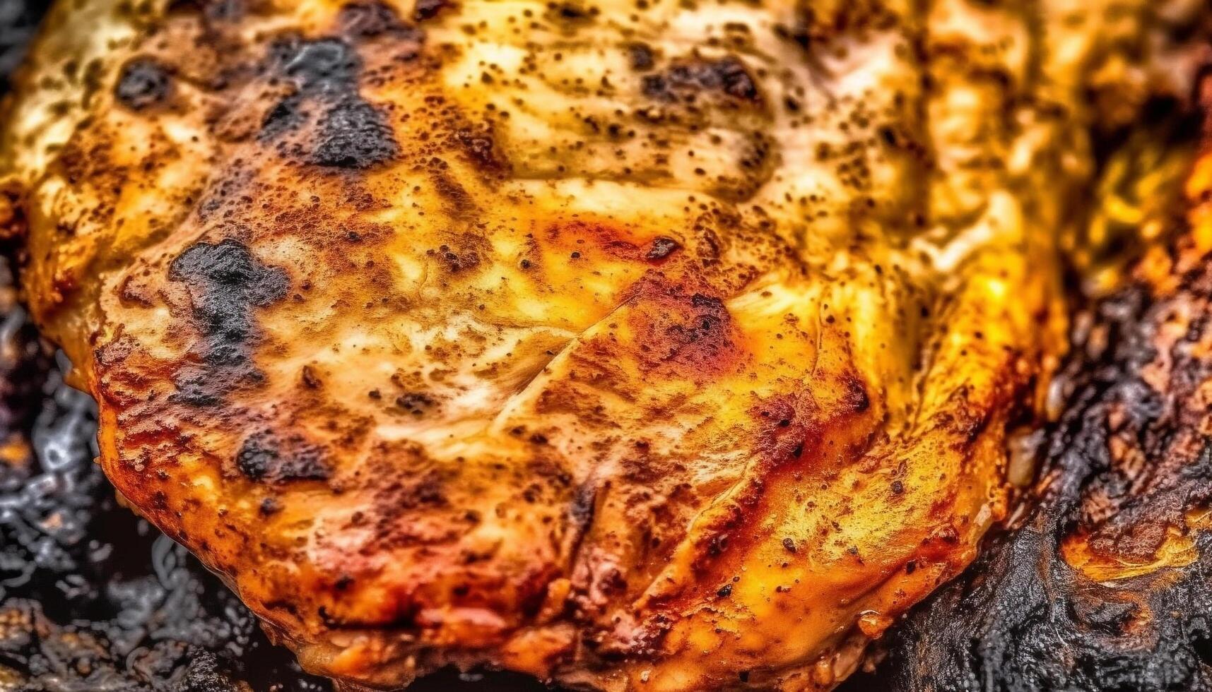 gegrild steak en kip, gebakken voorgerechten, ongezond aan het eten buitenshuis gegenereerd door ai foto