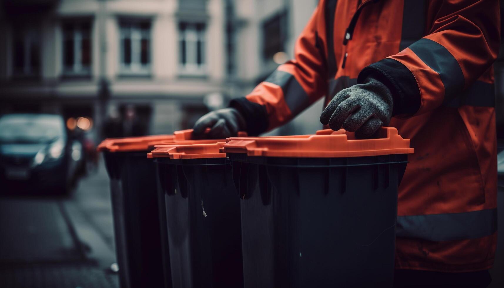 Kaukasisch mannetje werken buitenshuis, Holding apparatuur, vervelend beschermend werkkleding en handschoenen gegenereerd door ai foto