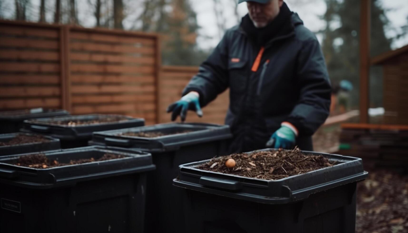 een Mens werken buitenshuis Aan een boerderij, Holding vers zeevruchten gegenereerd door ai foto