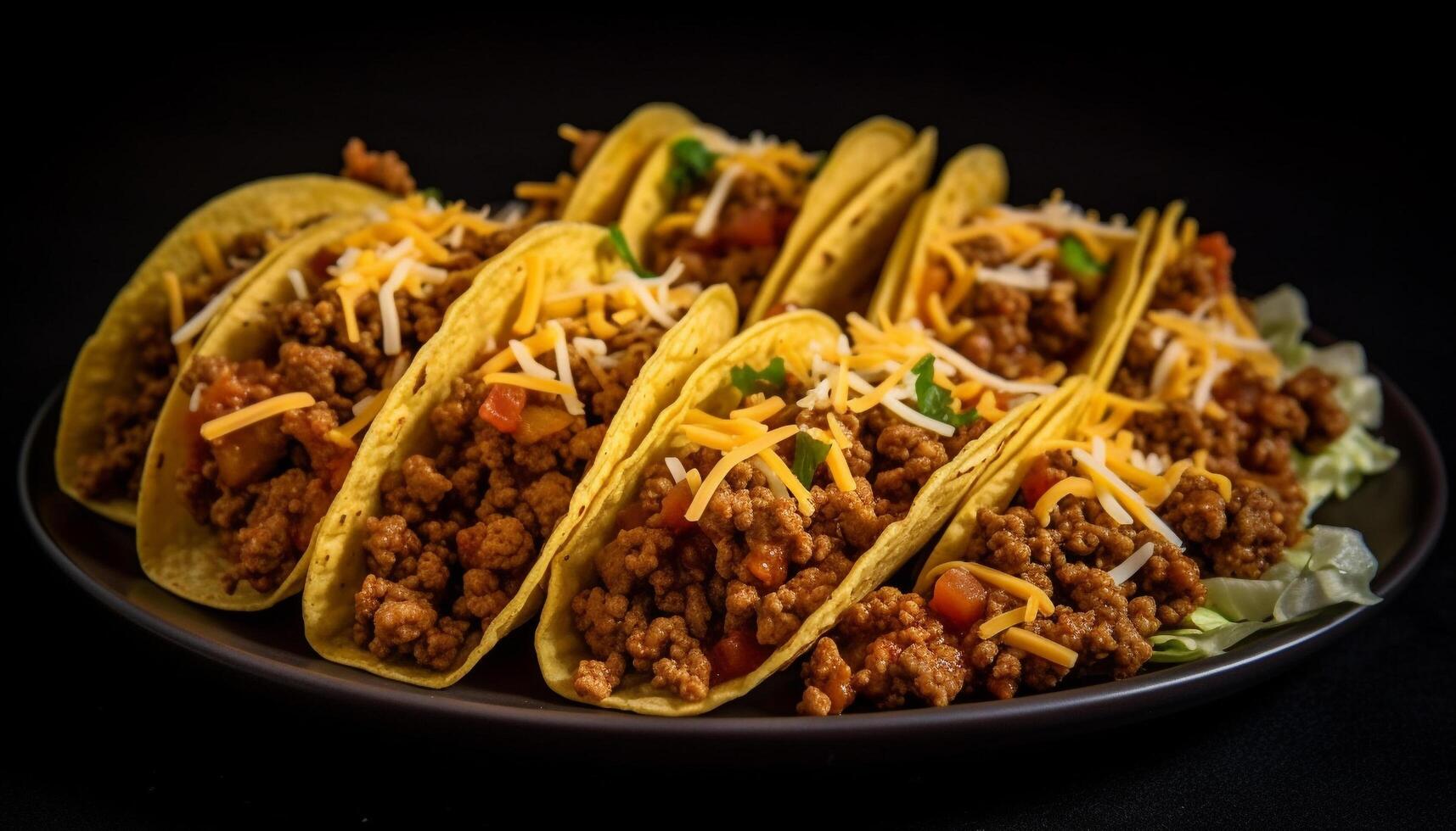 Mexicaans fijnproever maaltijd met rundvlees, guacamole, en pittig salsa saus gegenereerd door ai foto