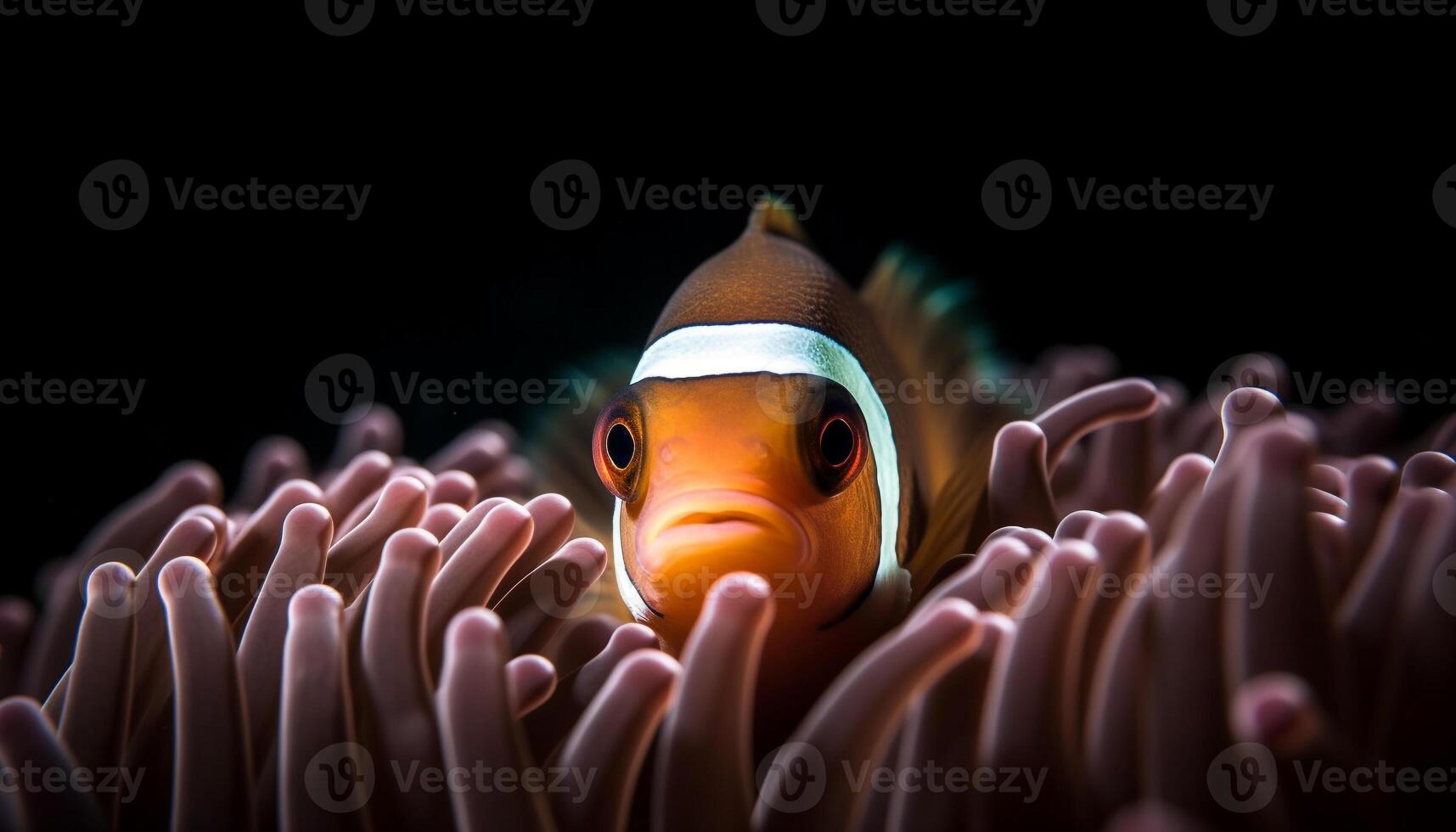 clown vis en damselfish zwemmen in rif gegenereerd door ai foto