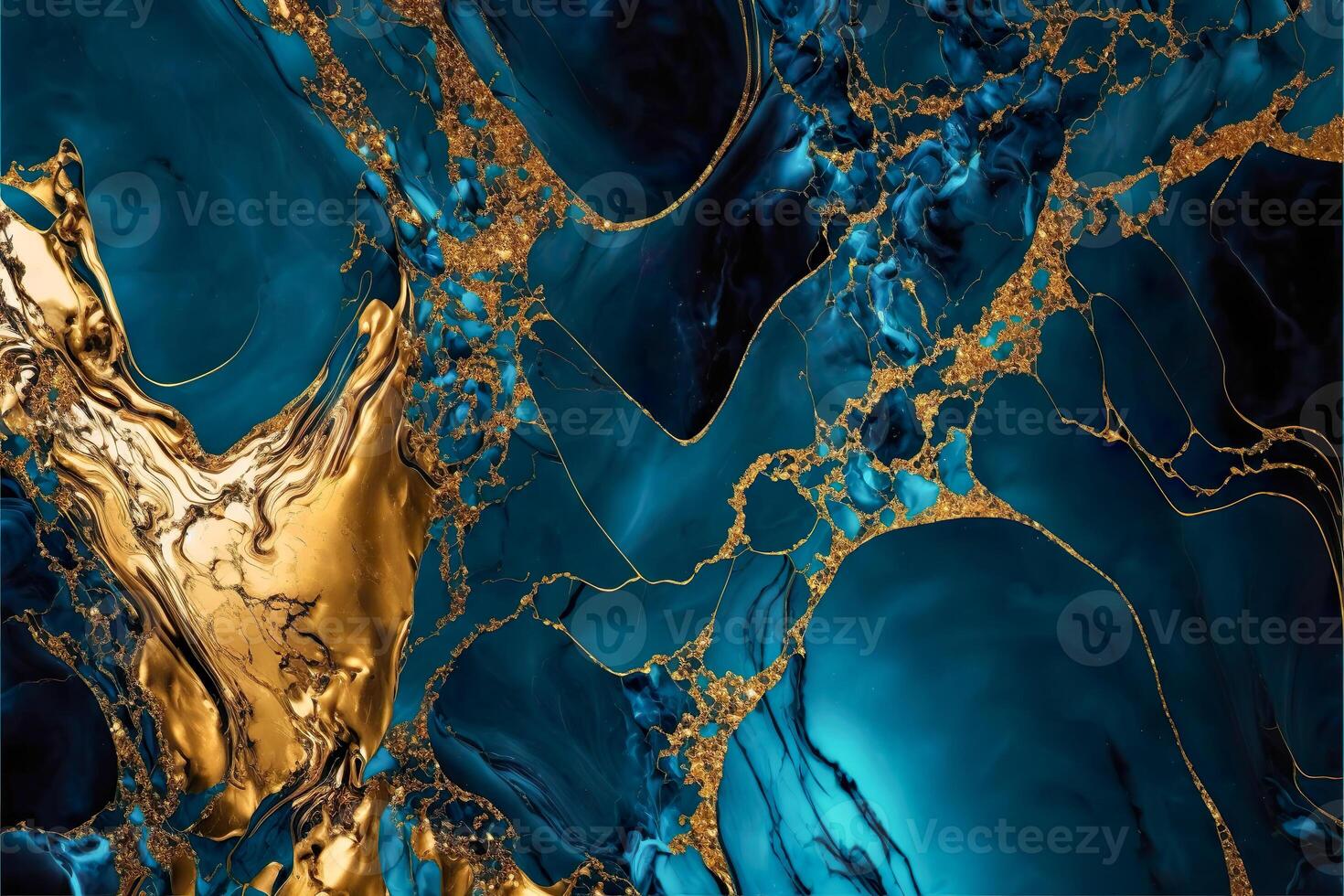abstract marmeren behang achtergrond , luxe marmeren structuur goud en blauw toon , generatief ai foto
