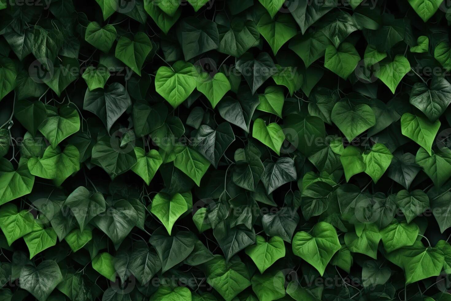 abstract klimop takken patroon Aan groen getextureerde muur achtergrond ai gegenereerd foto