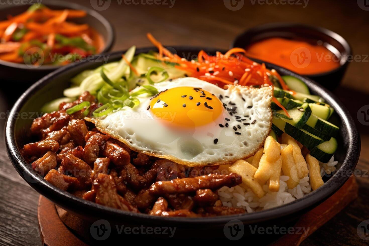 voorraad foto van Bibimbap soms geromaniseerd net zo bi bim bap voedsel fotografie generatief ai