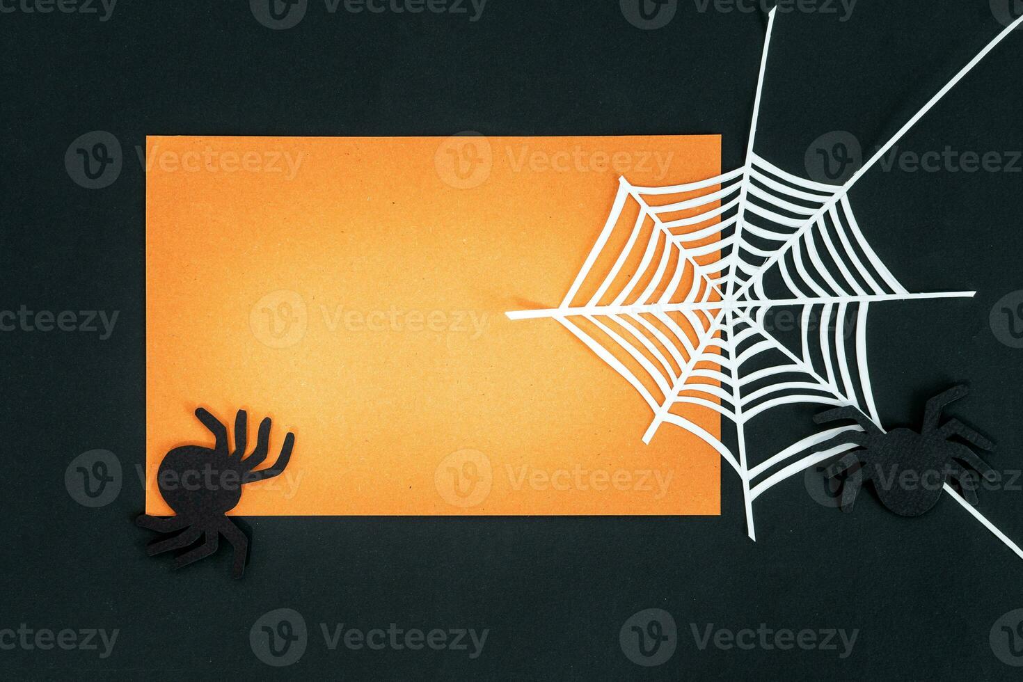 halloween vakantie achtergrond met spinnen en spin web. visie van bovenstaande. foto