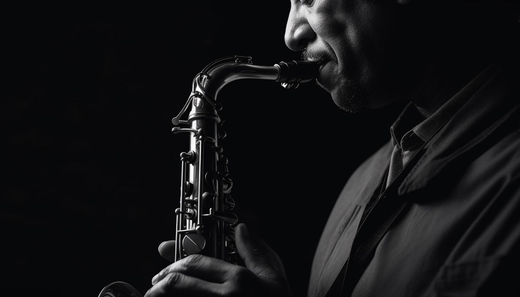 een musicus spelen messing instrument Aan stadium gegenereerd door ai foto