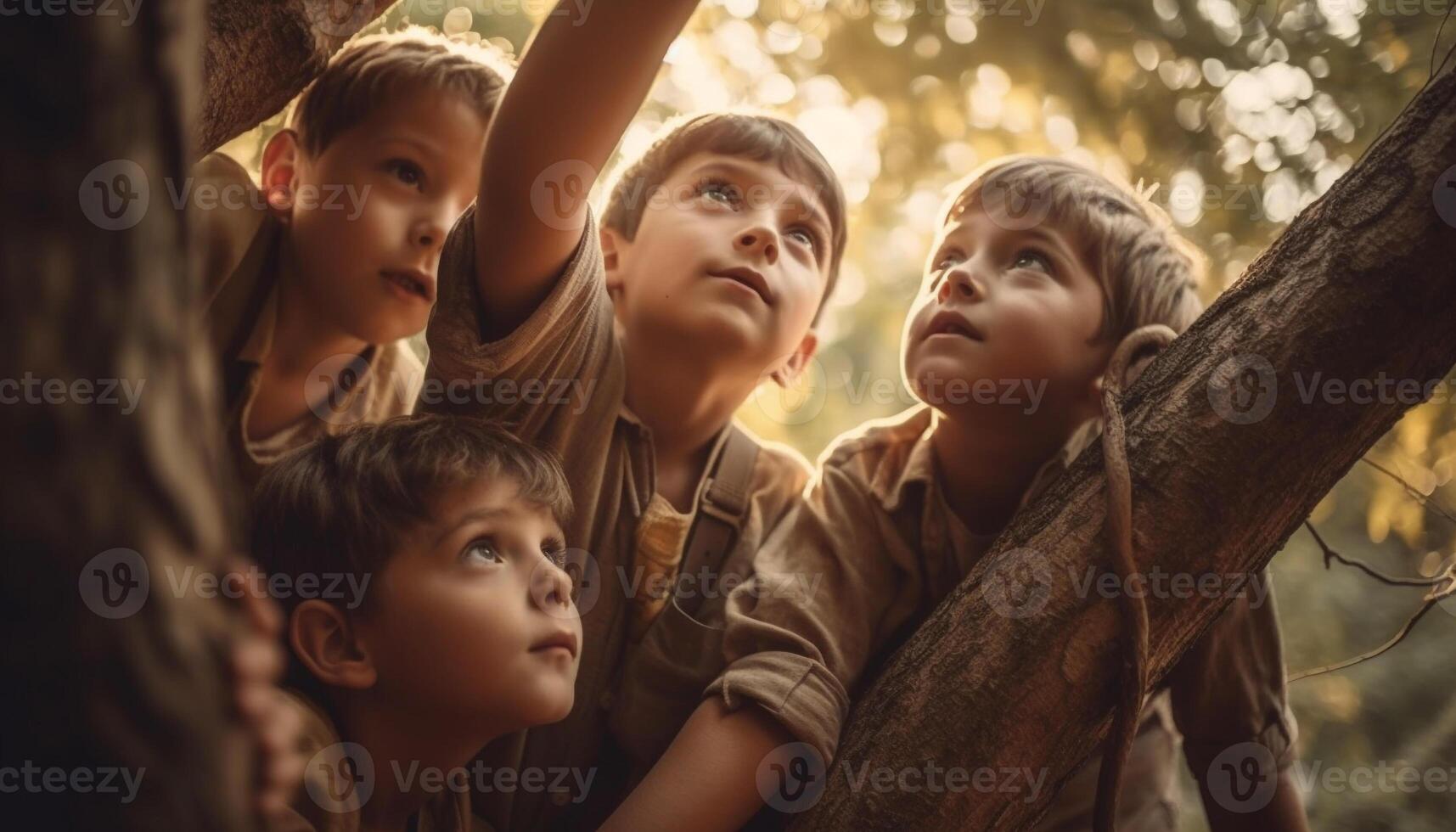 glimlachen kinderen spelen in de Woud samen gegenereerd door ai foto