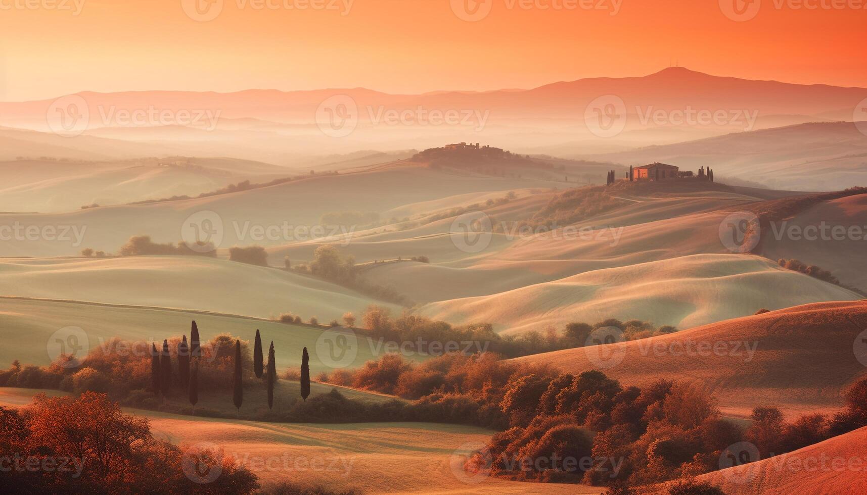 rustig Italiaans boerderij in rollend wijngaard landschap gegenereerd door ai foto