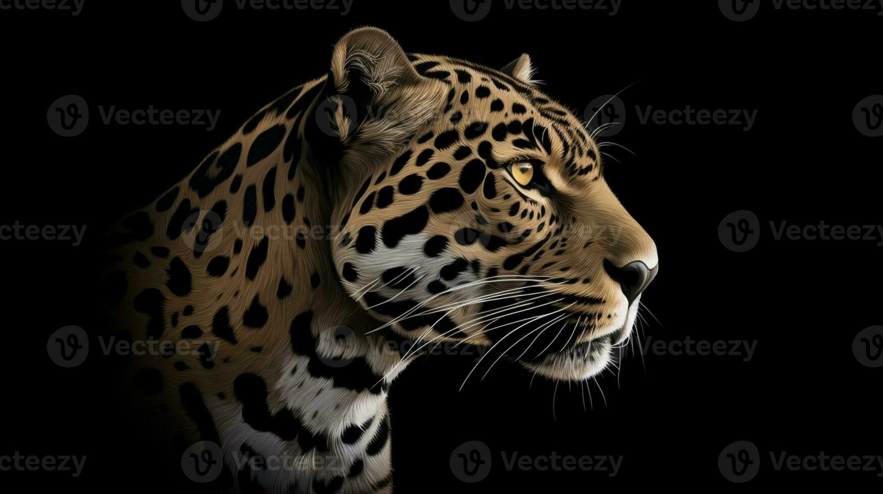 jaguar met een zwart achtergrond illustratie ai gegenereerd foto