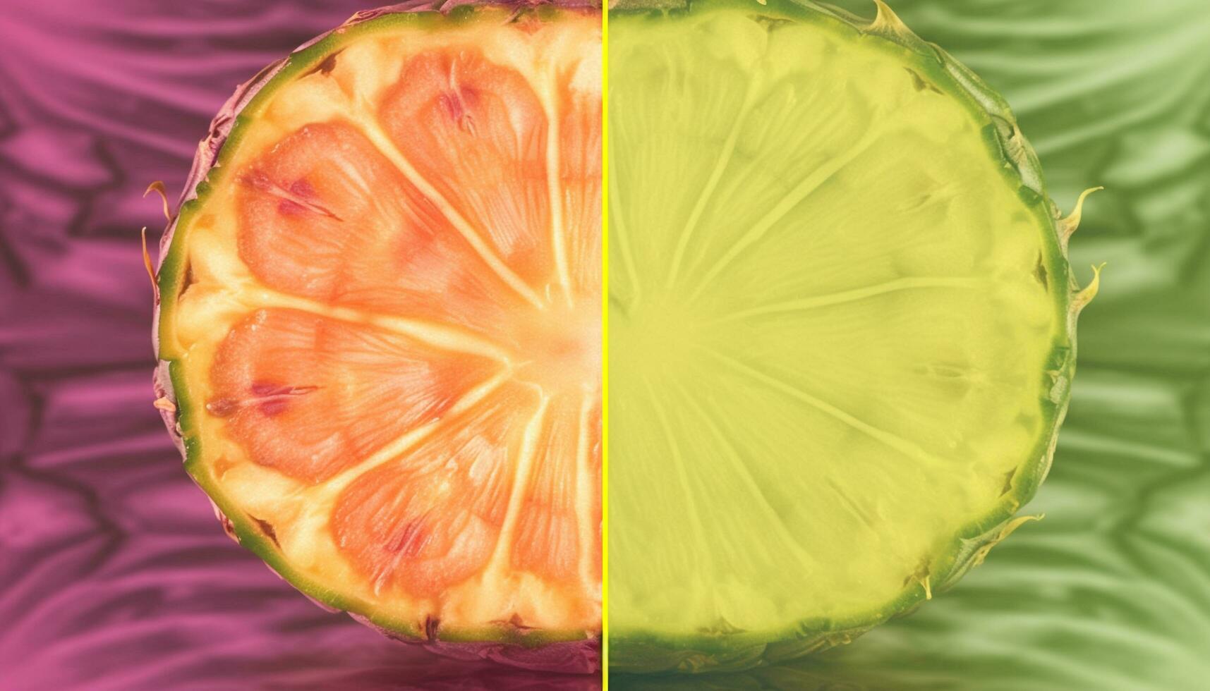 versheid en rijpheid van geel citrus fruit in dichtbij omhoog gegenereerd door ai foto