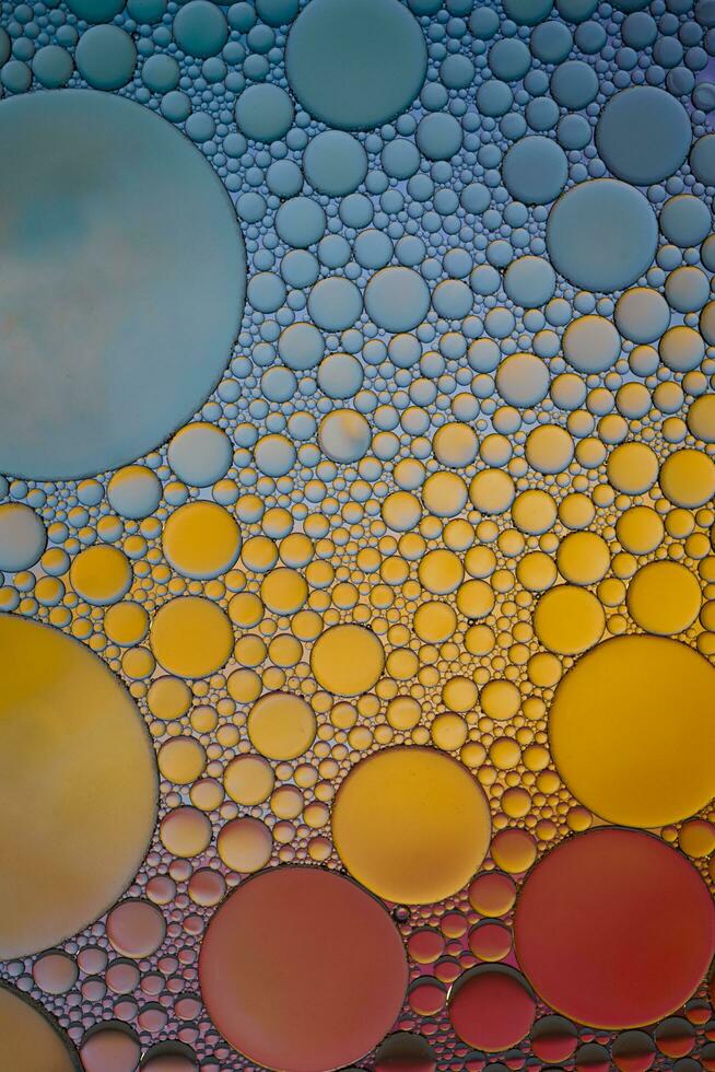 multi gekleurde olie cirkels Aan de water, kleurrijk achtergrond foto