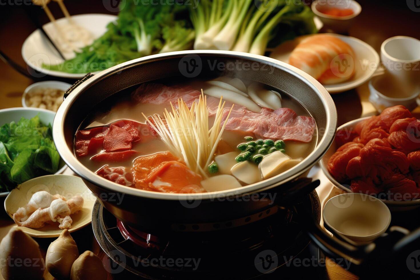 voorraad foto van een Chinese heet pot ook bekend net zo een stoomboot is een schotel voedsel fotografie generatief ai