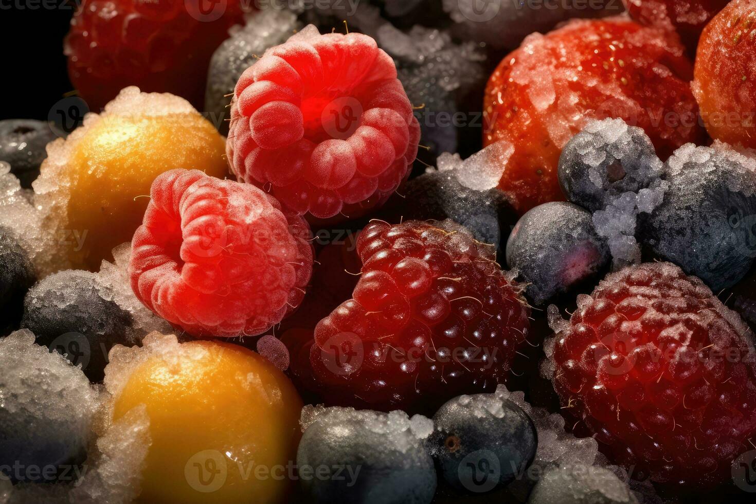 bevroren fruit in de keuken tafel professioneel voedsel fotografie ai gegenereerd foto