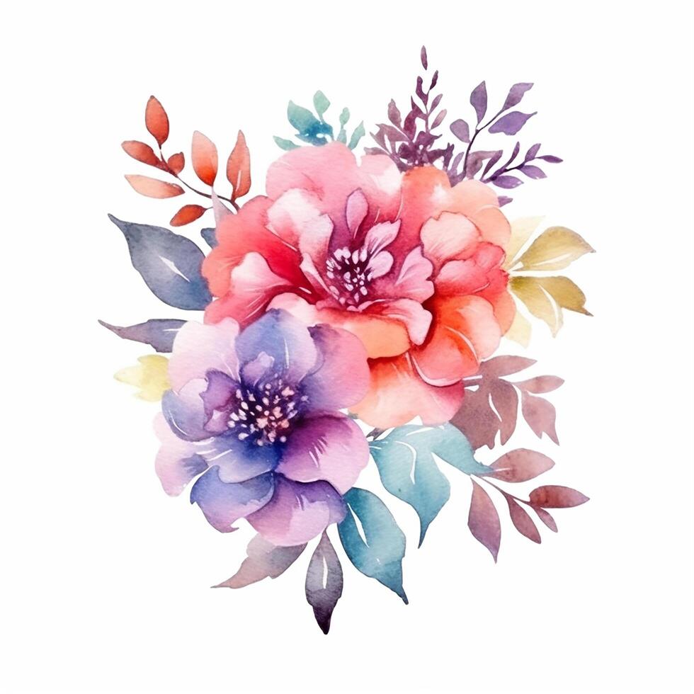 waterverf bloemen bloem ontwerp, bloem sublimatie bloemen clip art, bruiloft decoratie, ai gegenereerd foto