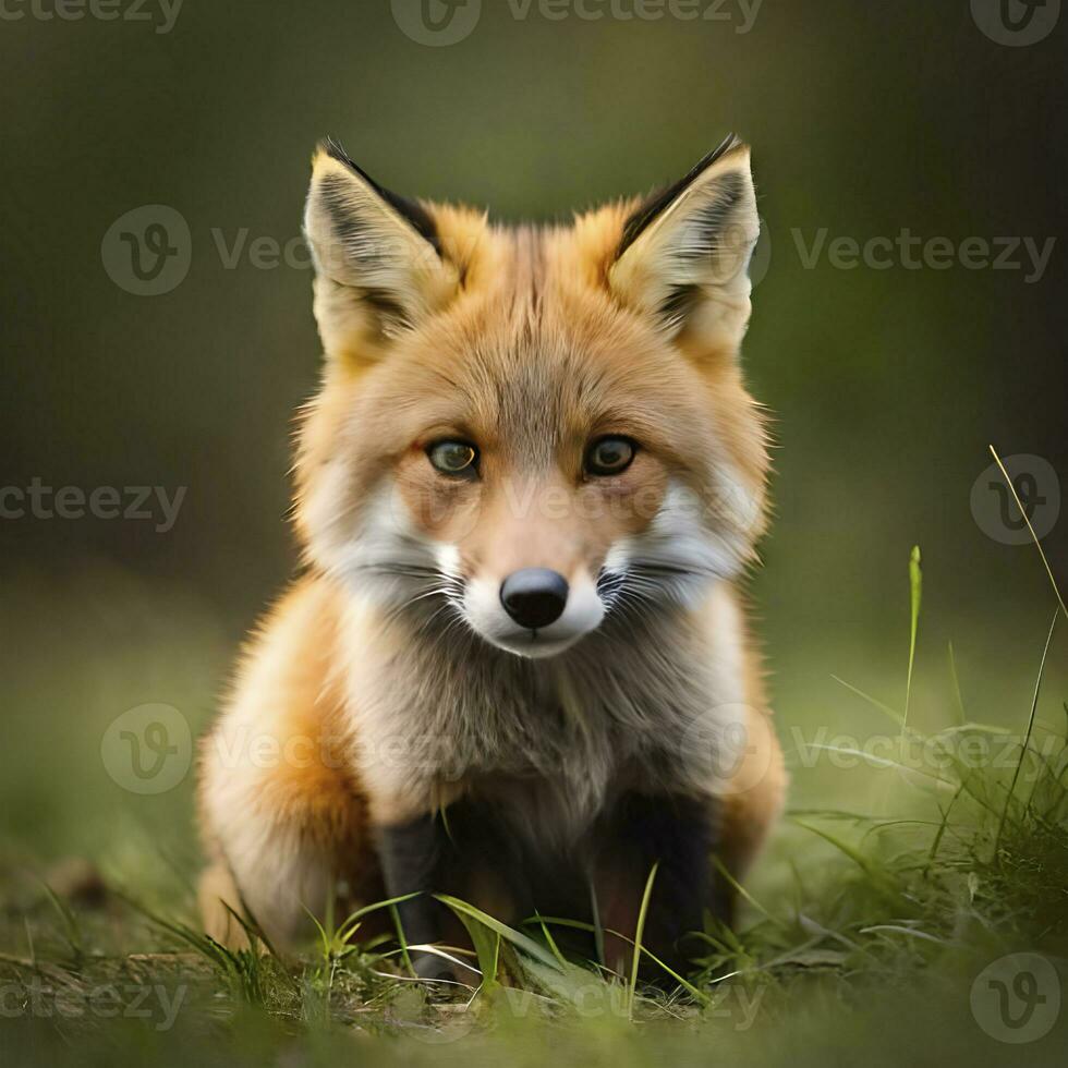 jong rood vos Aan de achtergrond van natuur foto