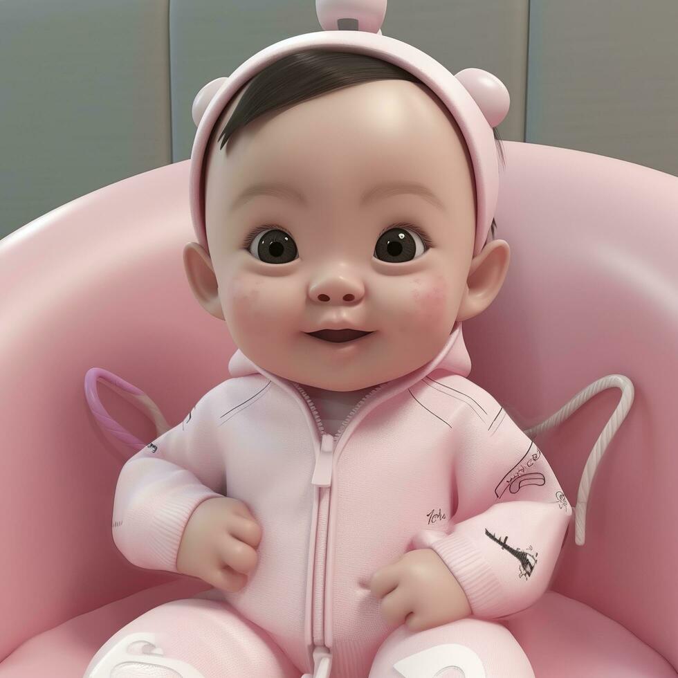 schattig baby pop, 3d veroorzaken, genereren ai foto