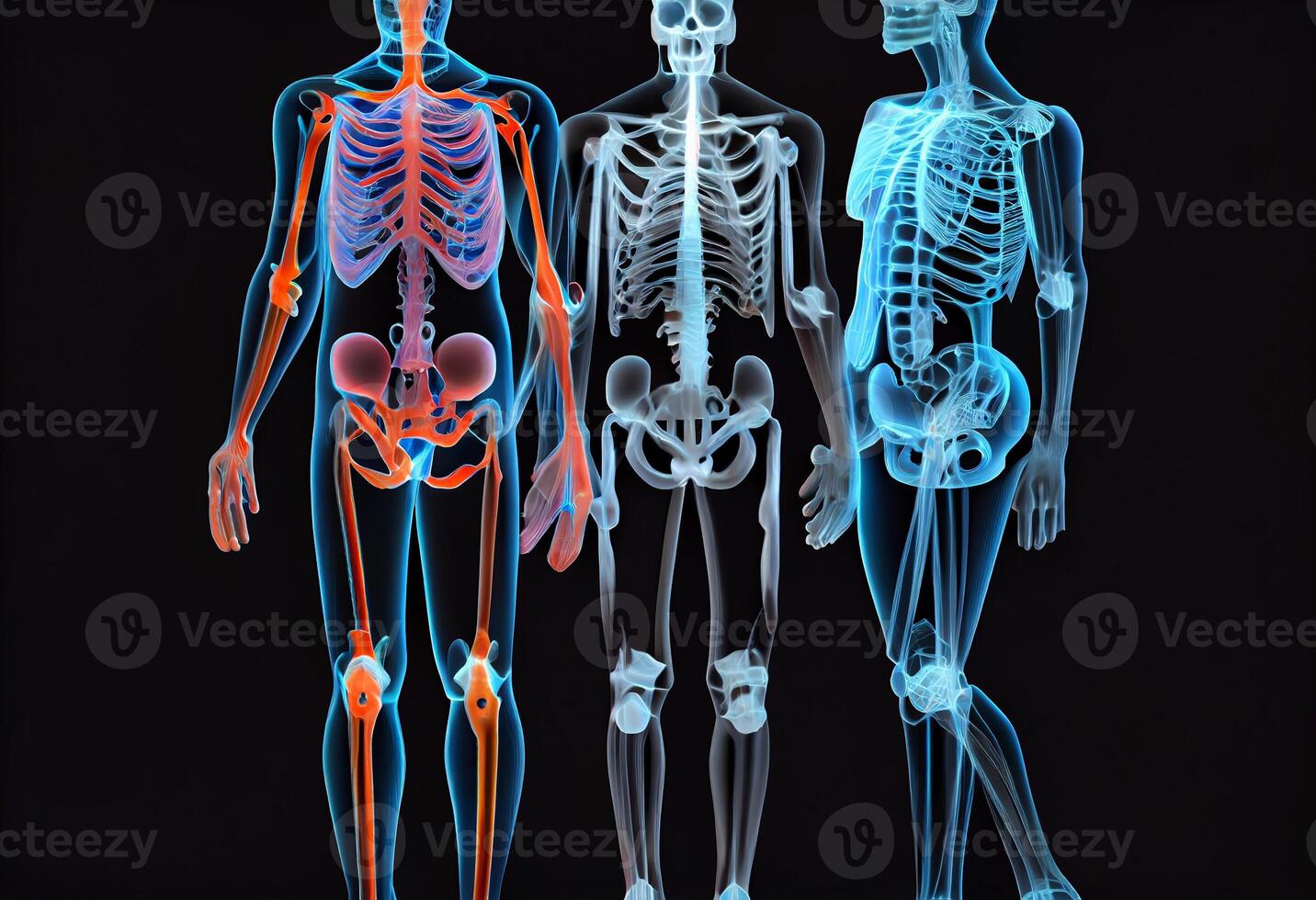 3d röntgenstraal beeld van menselijk gezond. ai gegenereerd foto