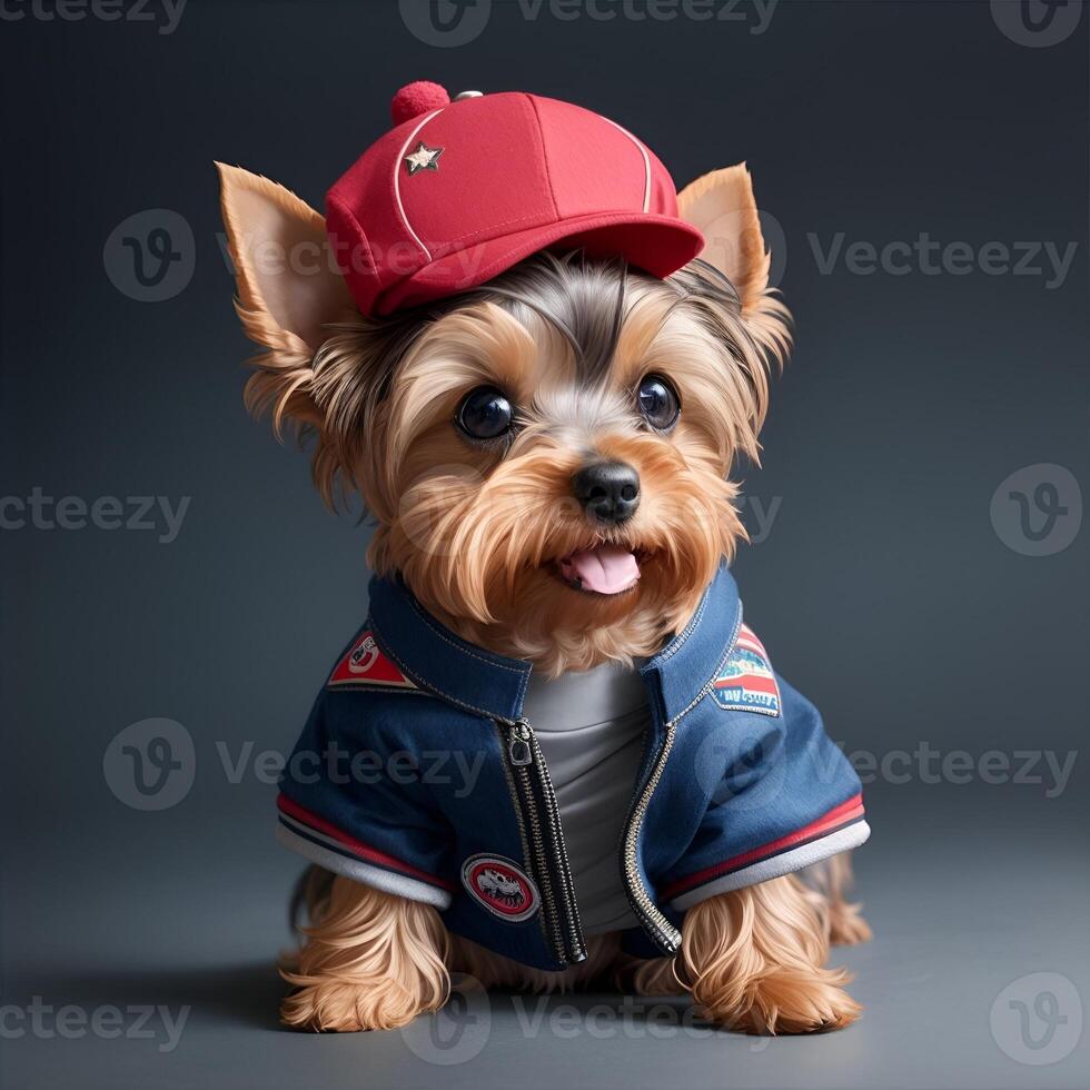 yorkie hond Leuk vinden een model. ai gegenereerd. foto