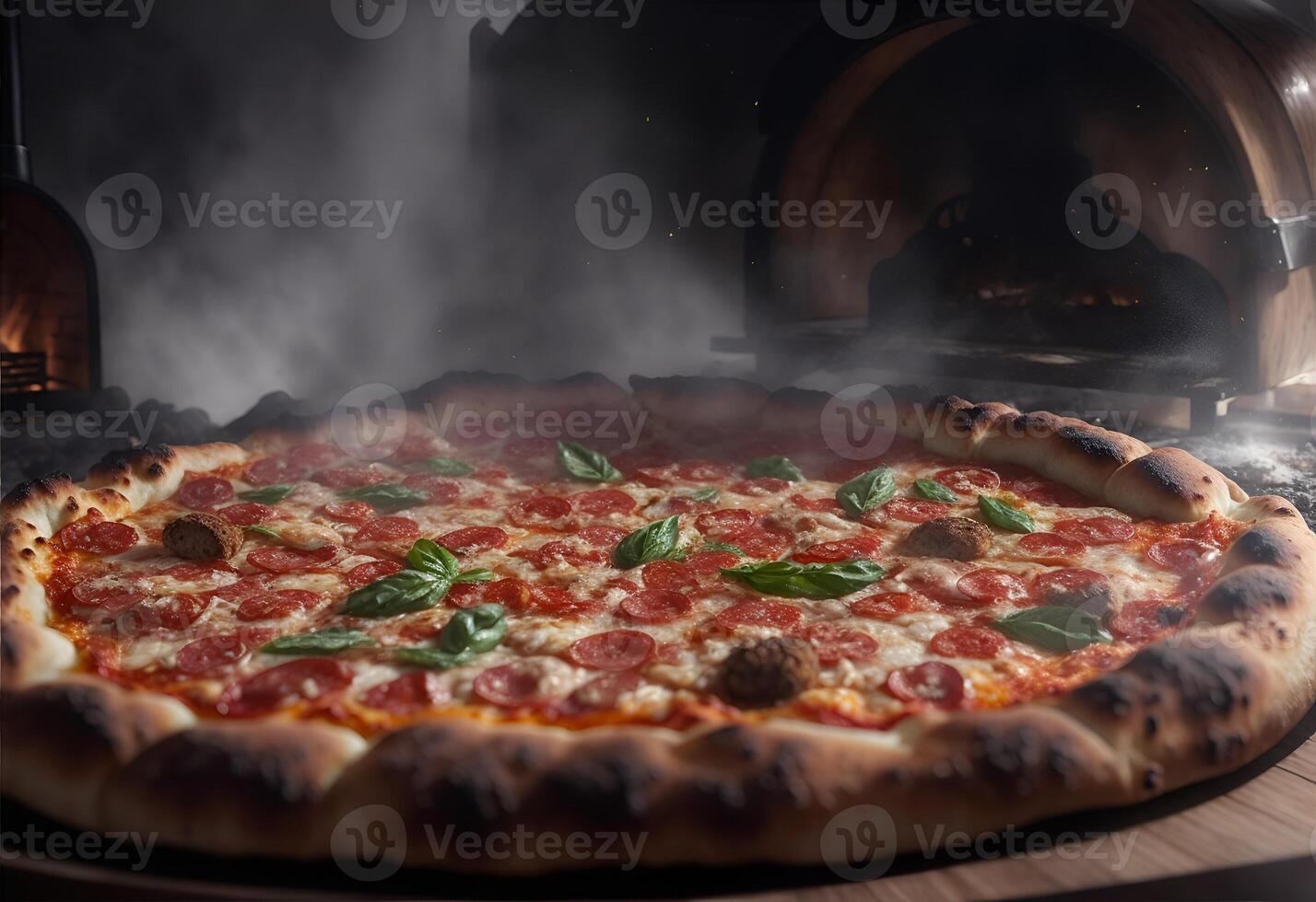 pizza vers van de houtgestookt. ai gegenereerd foto